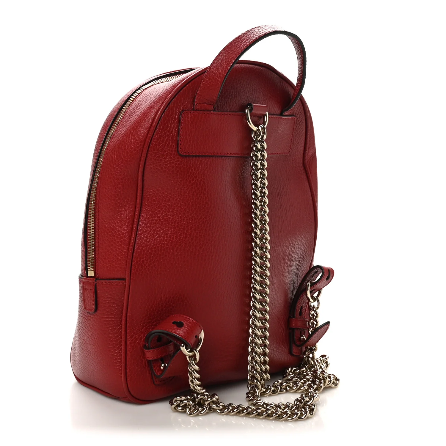 Pebbled Calfskin Soho Chain Backpack Hibiscus Red - Image 3