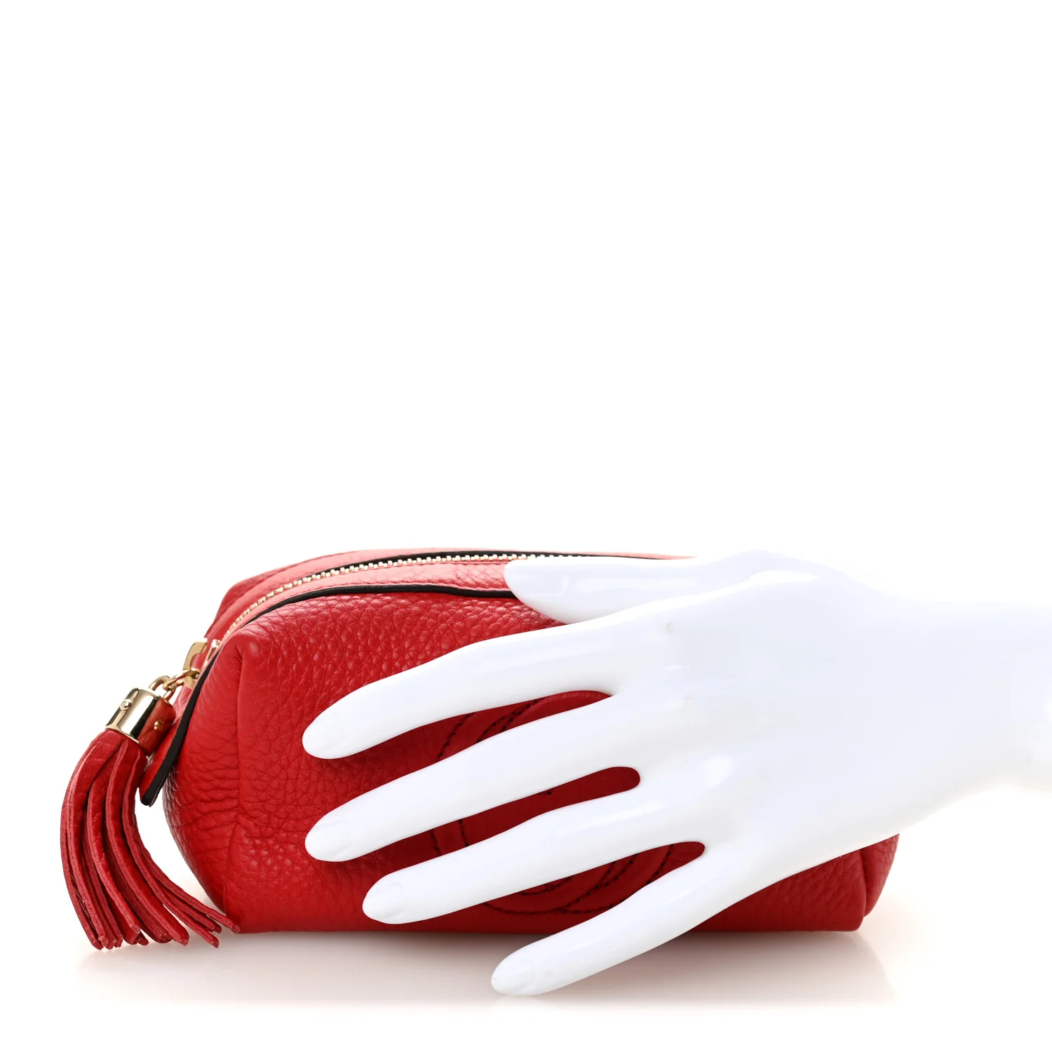 Pebbled Calfskin Soho Small Cosmetic Case Red - Image 2