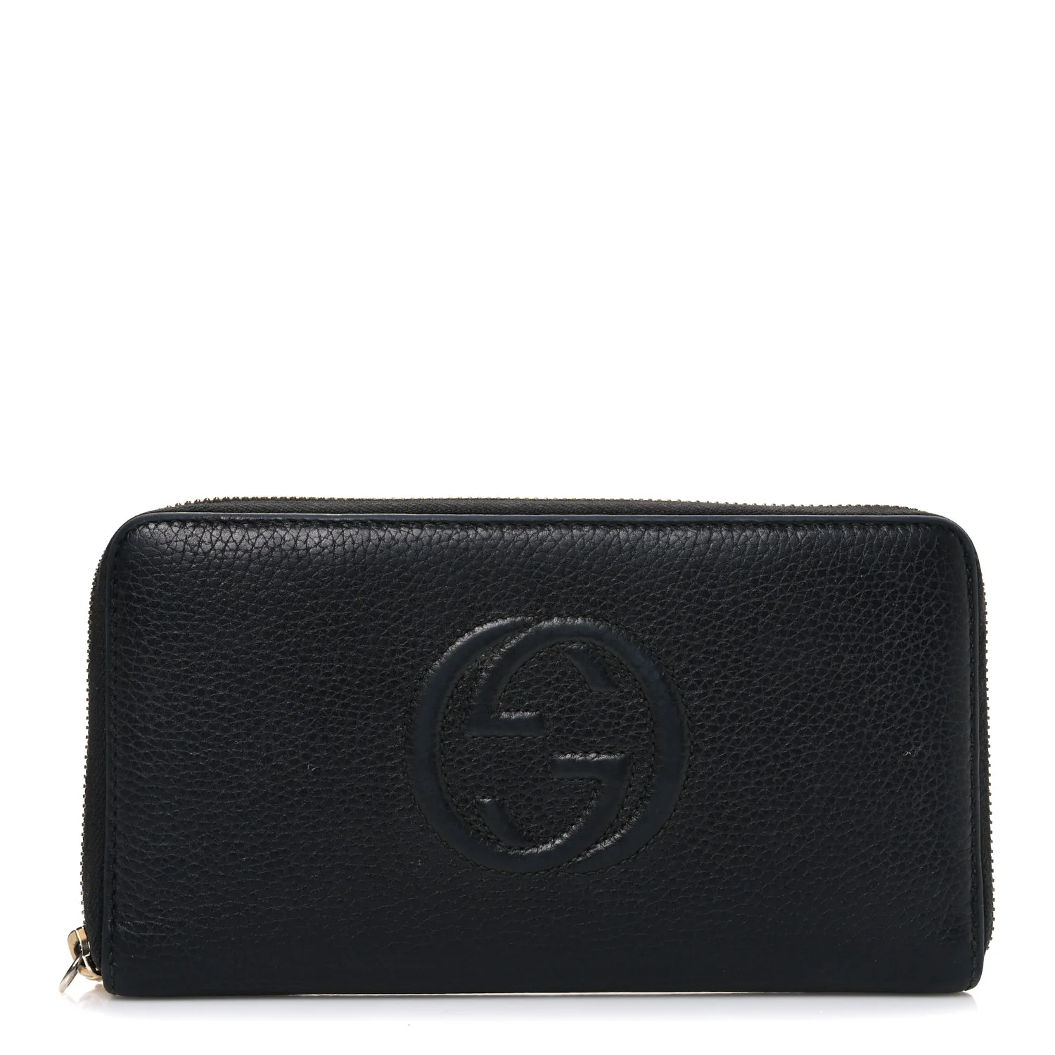 Pebbled Calfskin Soho Zip Around Wallet Black