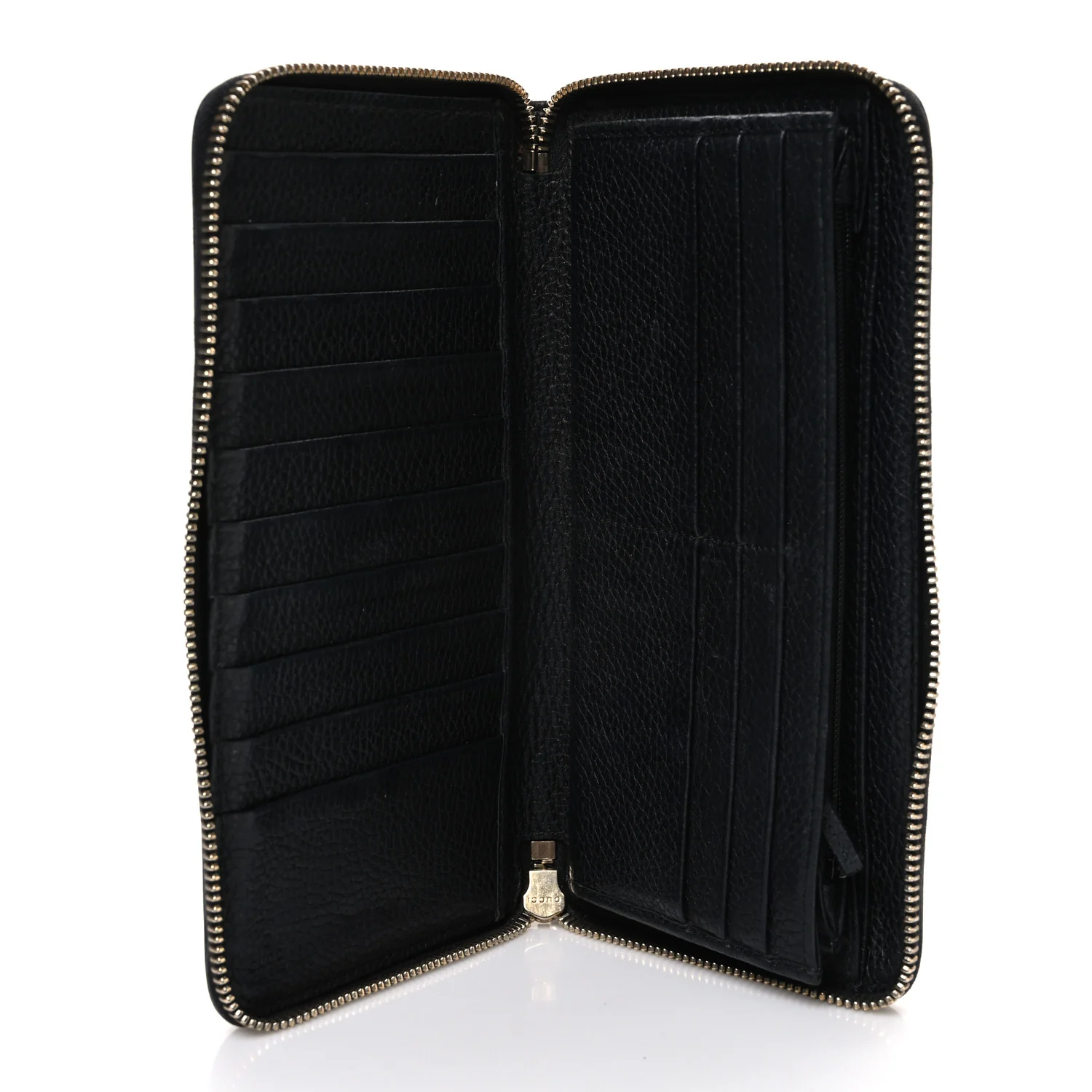 Pebbled Calfskin Soho Zip Around Wallet Black - Image 5
