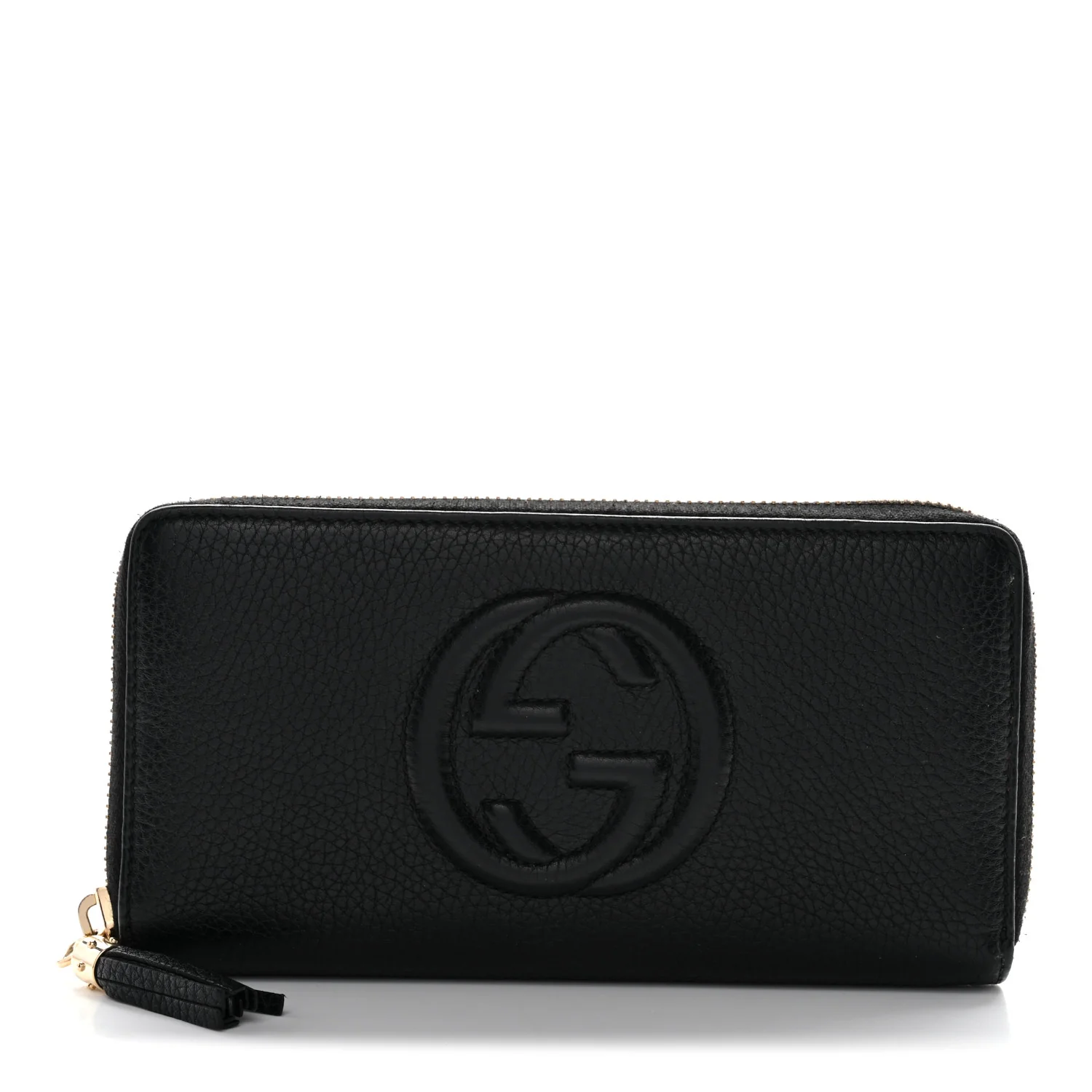 Pebbled Calfskin Soho Zip Around Wallet Black