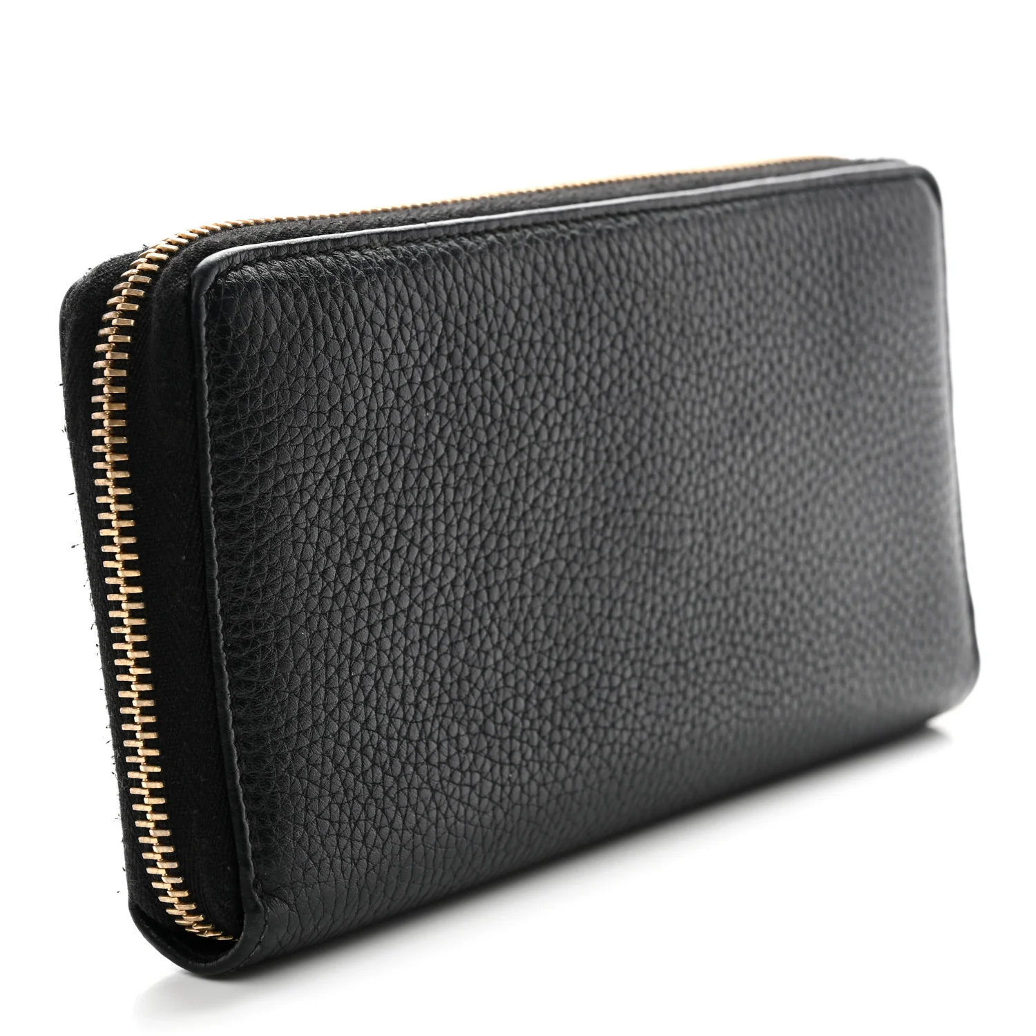 Pebbled Calfskin Soho Zip Around Wallet Black - Image 3