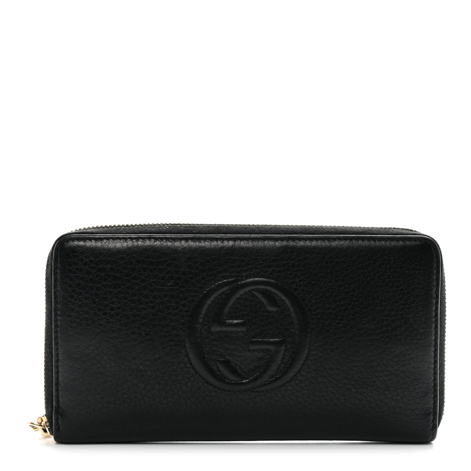 Pebbled Calfskin Soho Zip Around Wallet Black