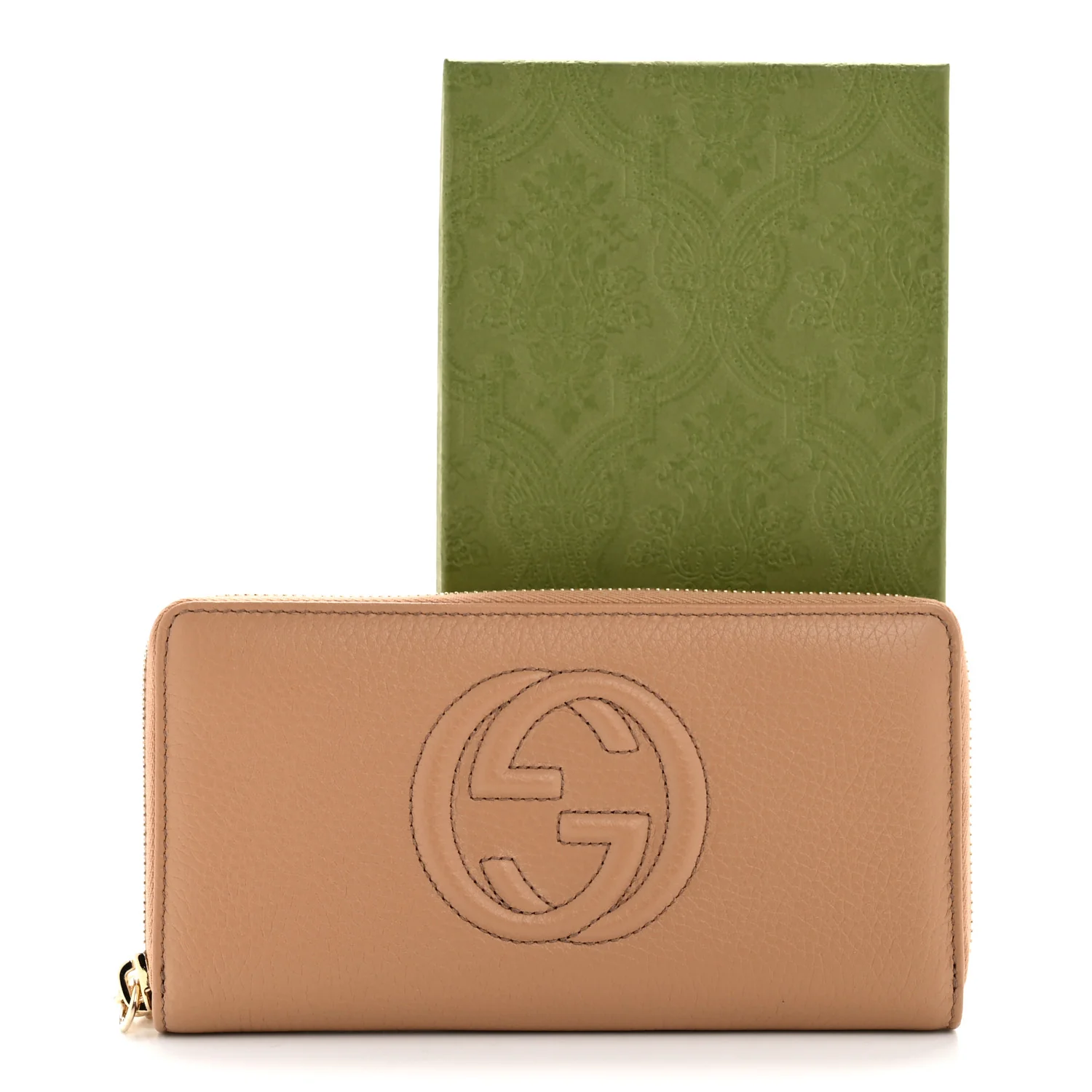 Pebbled Calfskin Soho Zip Around Wallet Camelia - Image 9