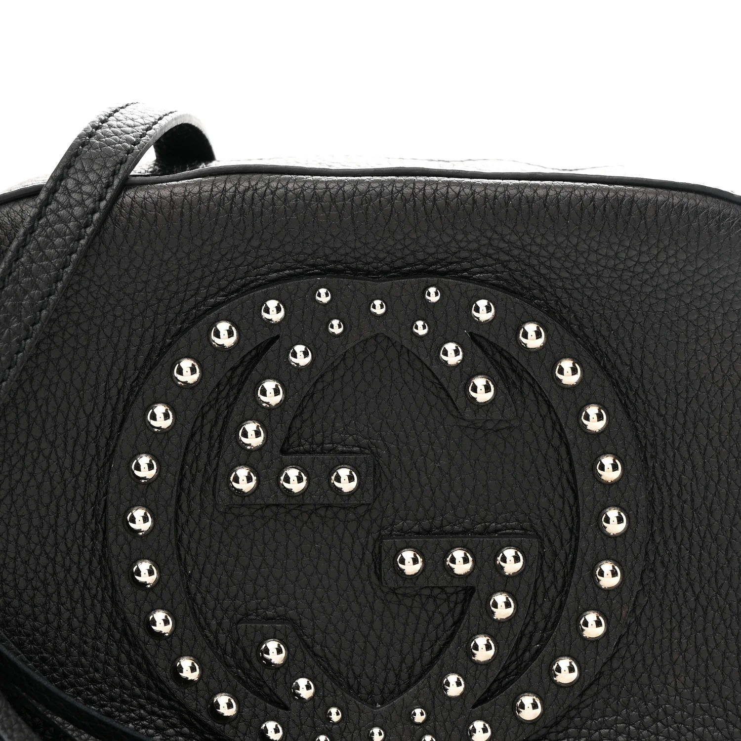 Pebbled Calfskin Studded Small Soho Disco Bag Black - Image 8