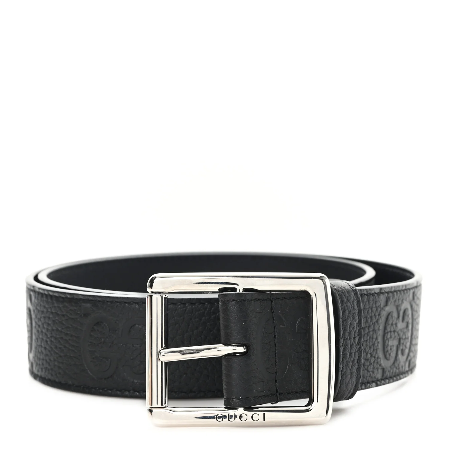 Piuma Calfskin Jumbo GG Embossed 35mm Belt 80 32 Black