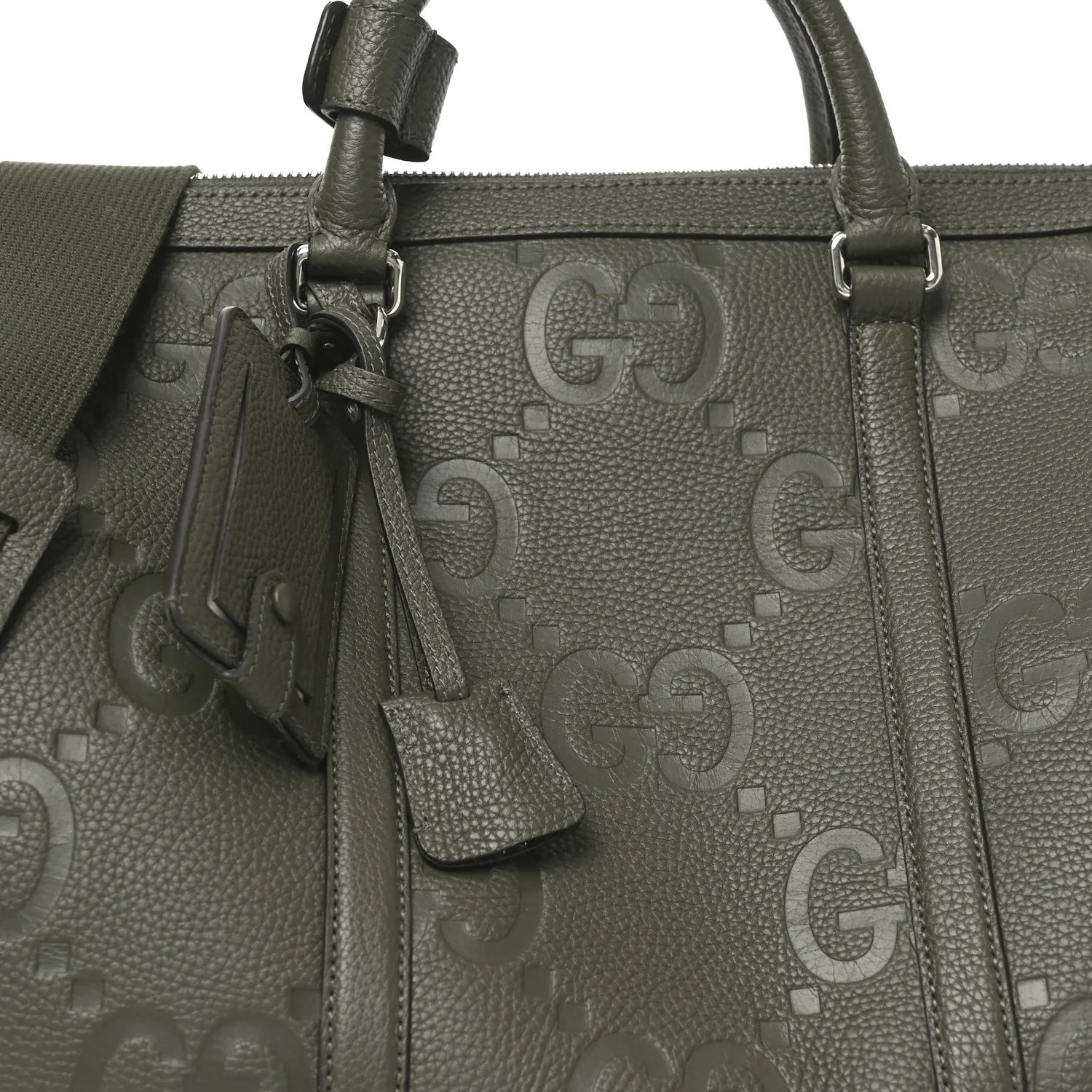 Piuma Calfskin Jumbo GG Embossed Large Duffle Bag Dark Vintage Olive - Image 7