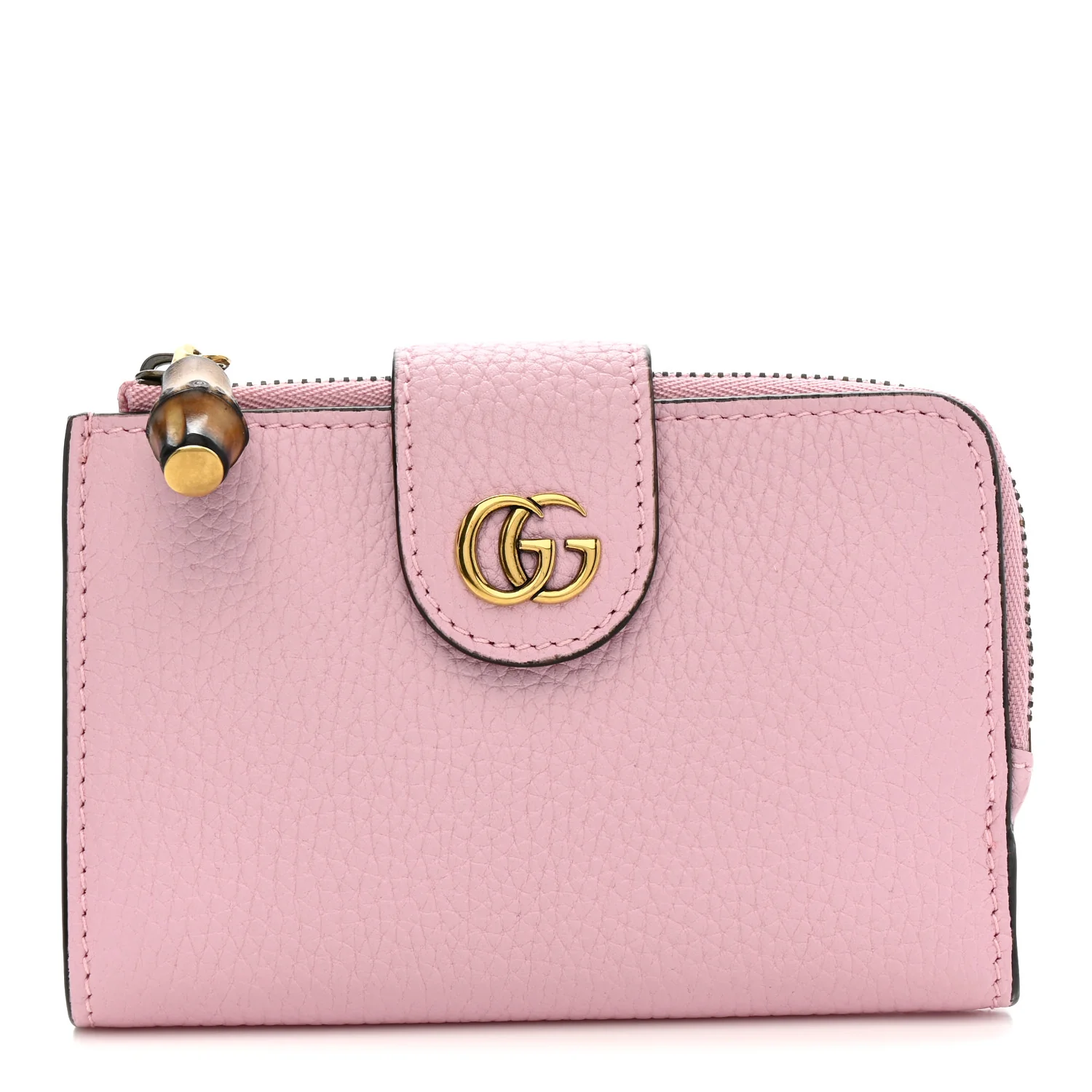 Piuma Calfskin Medium Bamboo Double G Wallet Pink