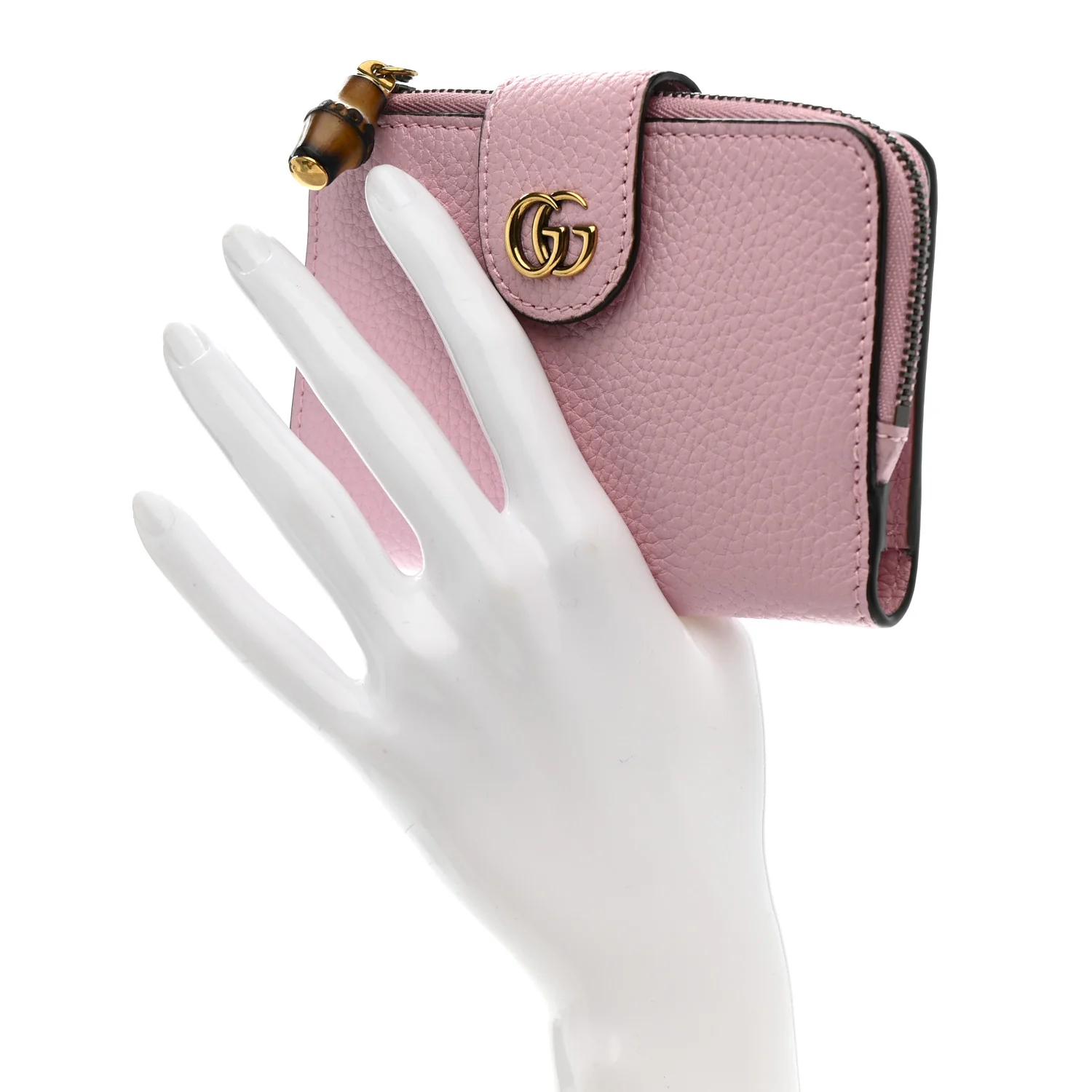 Piuma Calfskin Medium Bamboo Double G Wallet Pink - Image 2