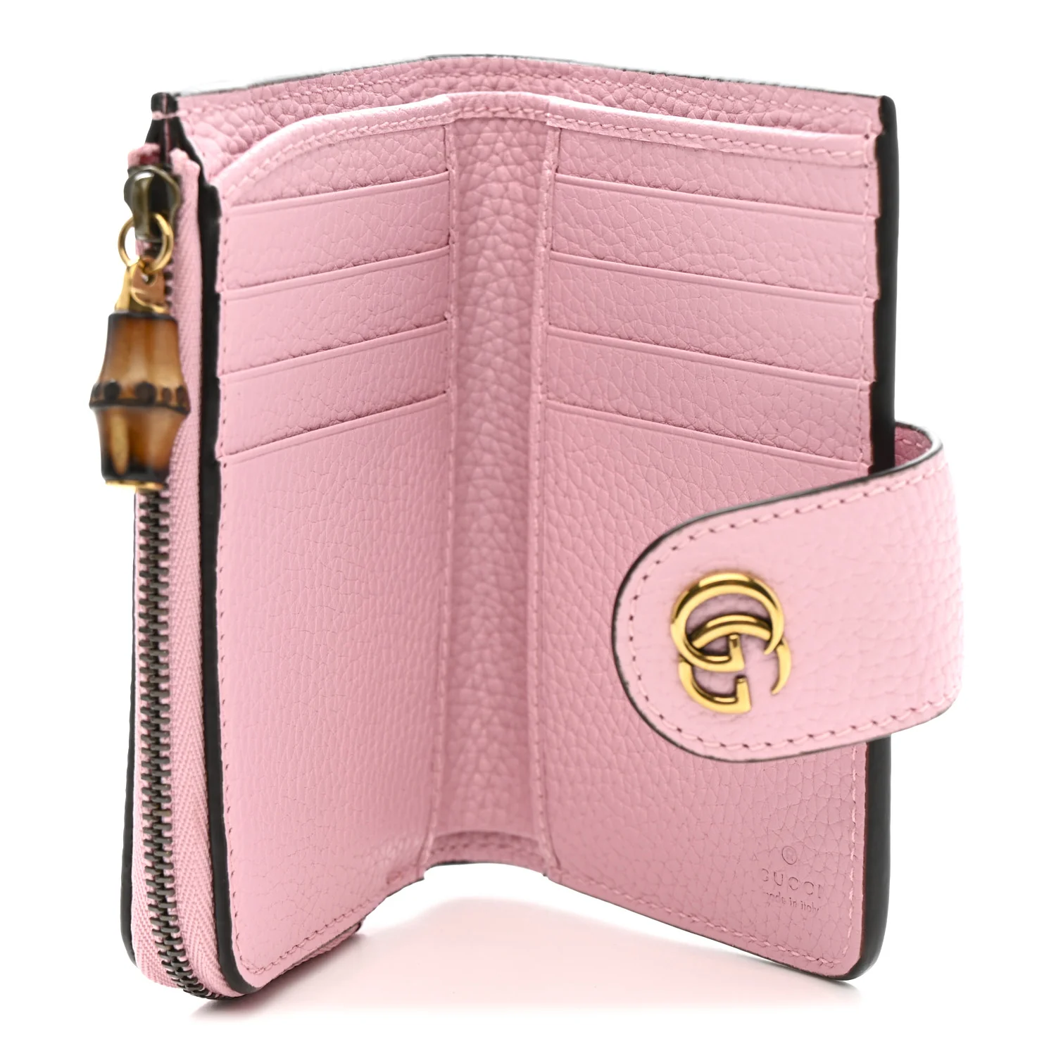 Piuma Calfskin Medium Bamboo Double G Wallet Pink - Image 5
