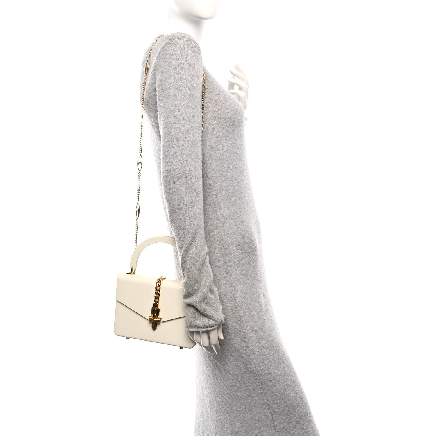 Plexiglass Mini Sylvie 1969 Top Handle Bag Ivory - Image 2