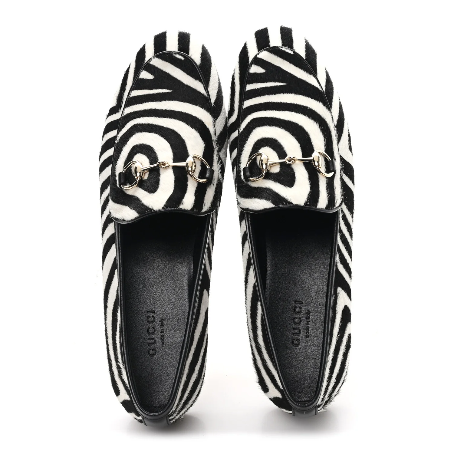 Pony Hair Zebra Print Womens Horsebit Moccasin Loafers 37.5 Black White - Image 2