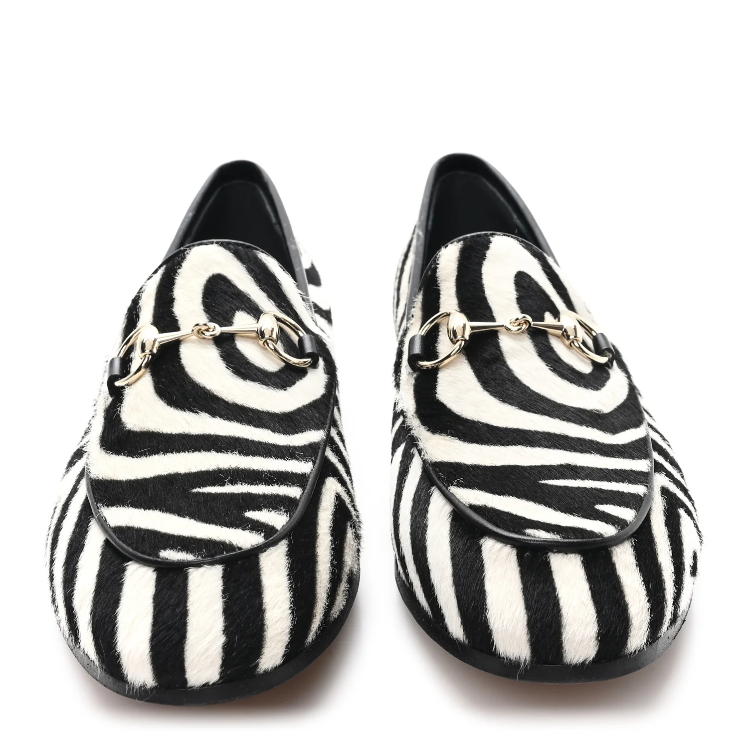Pony Hair Zebra Print Womens Horsebit Moccasin Loafers 37.5 Black White - Image 3