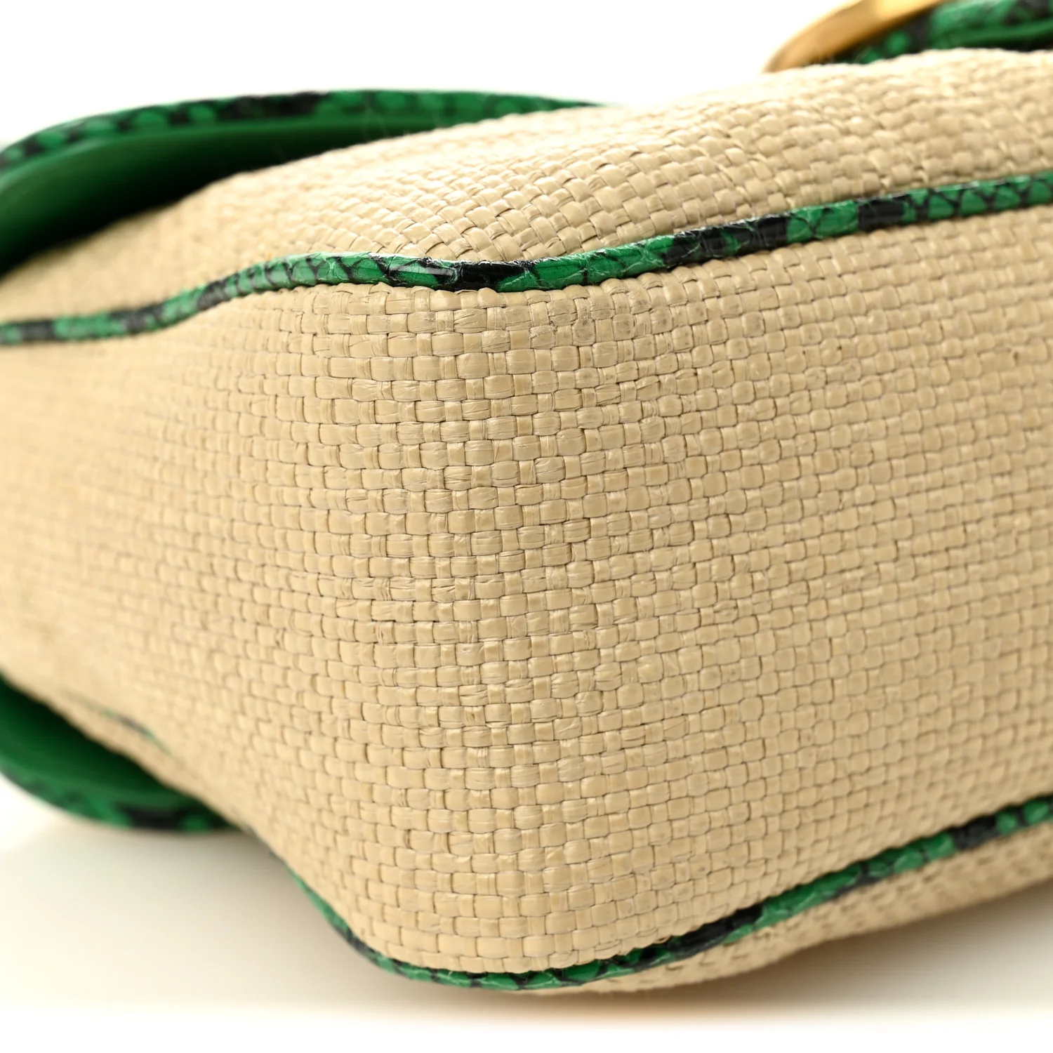 Raffia Elaphe Matelasse Small GG Marmont Shoulder Bag Natural New Shamarock - Image 9