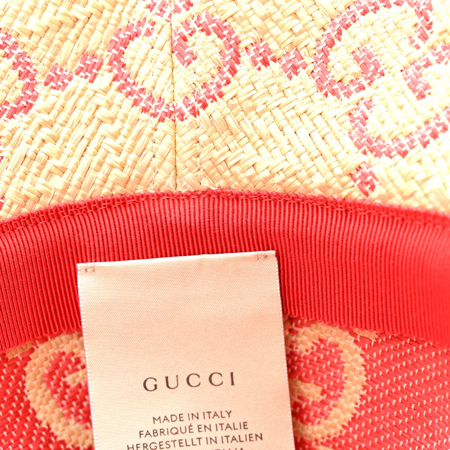 Raffia GG Monogram Embroidered Fedora Hat S Beige Pink - Image 11