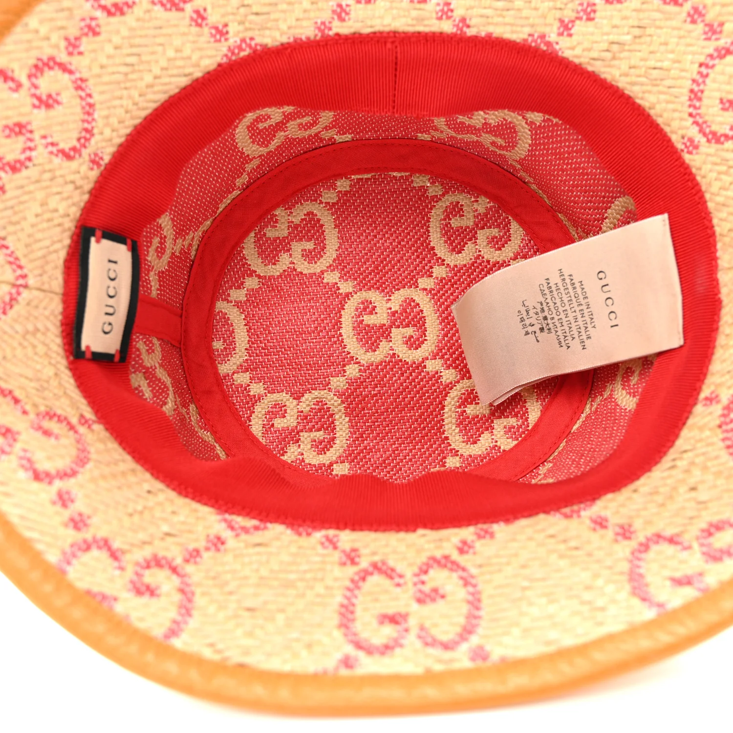 Raffia GG Monogram Embroidered Fedora Hat S Beige Pink - Image 7