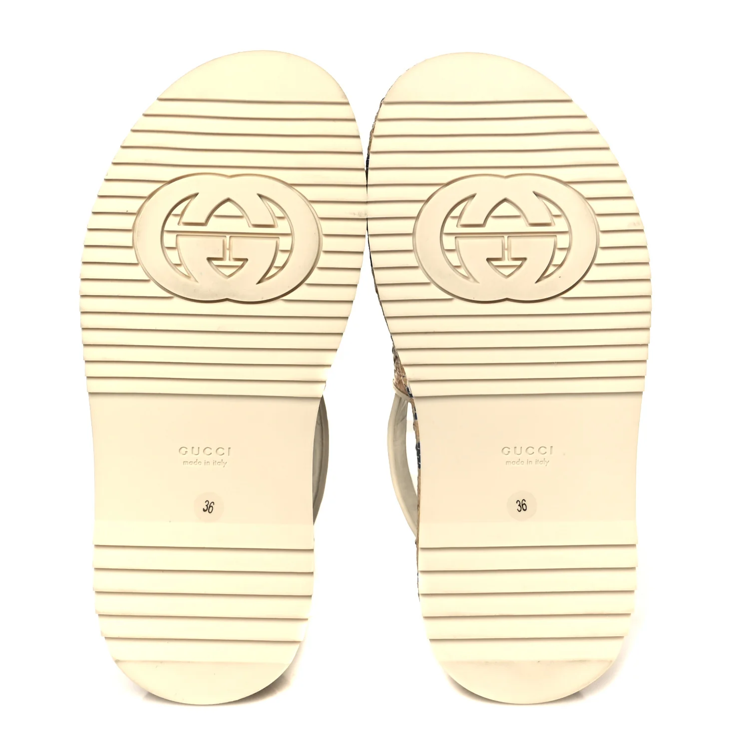 Raffia GG Monogram Granada Kid Angelina Platform 35mm Slingback Sandals 36 Natural Royale Mystic White - Image 6