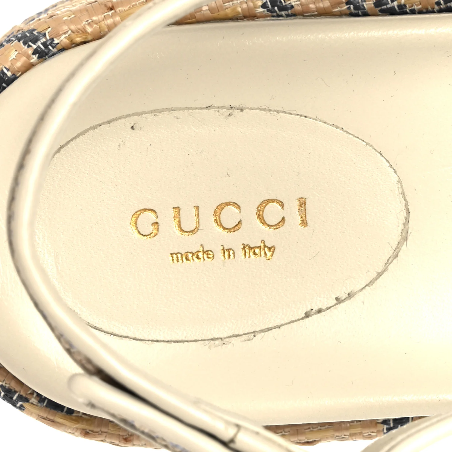 Raffia GG Monogram Granada Kid Angelina Platform 35mm Slingback Sandals 36 Natural Royale Mystic White - Image 7