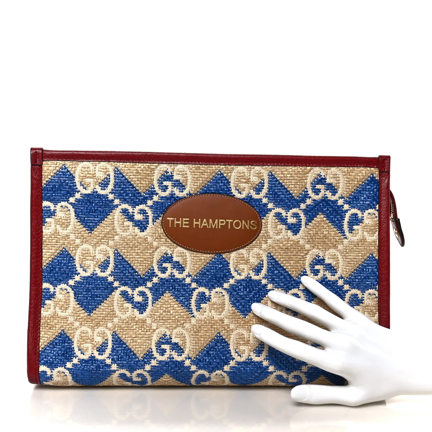 Raffia GG Monogram Hamptons Case Beige Blue - Image 2