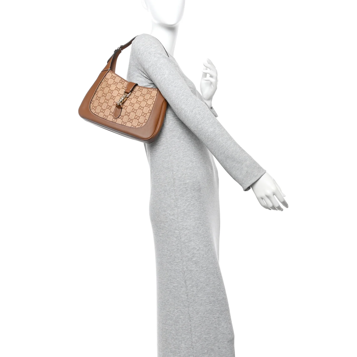 Raffia GG Supreme Monogram Calfskin Small Jackie 1961 Hobo Natural - Image 2