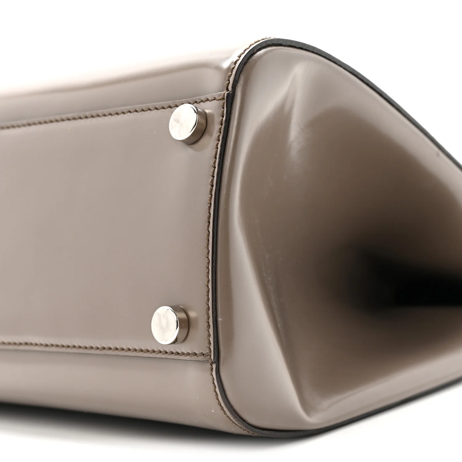 Regent Calfskin Large Lady Lock Flap Top Handle Bag Grey - Image 10