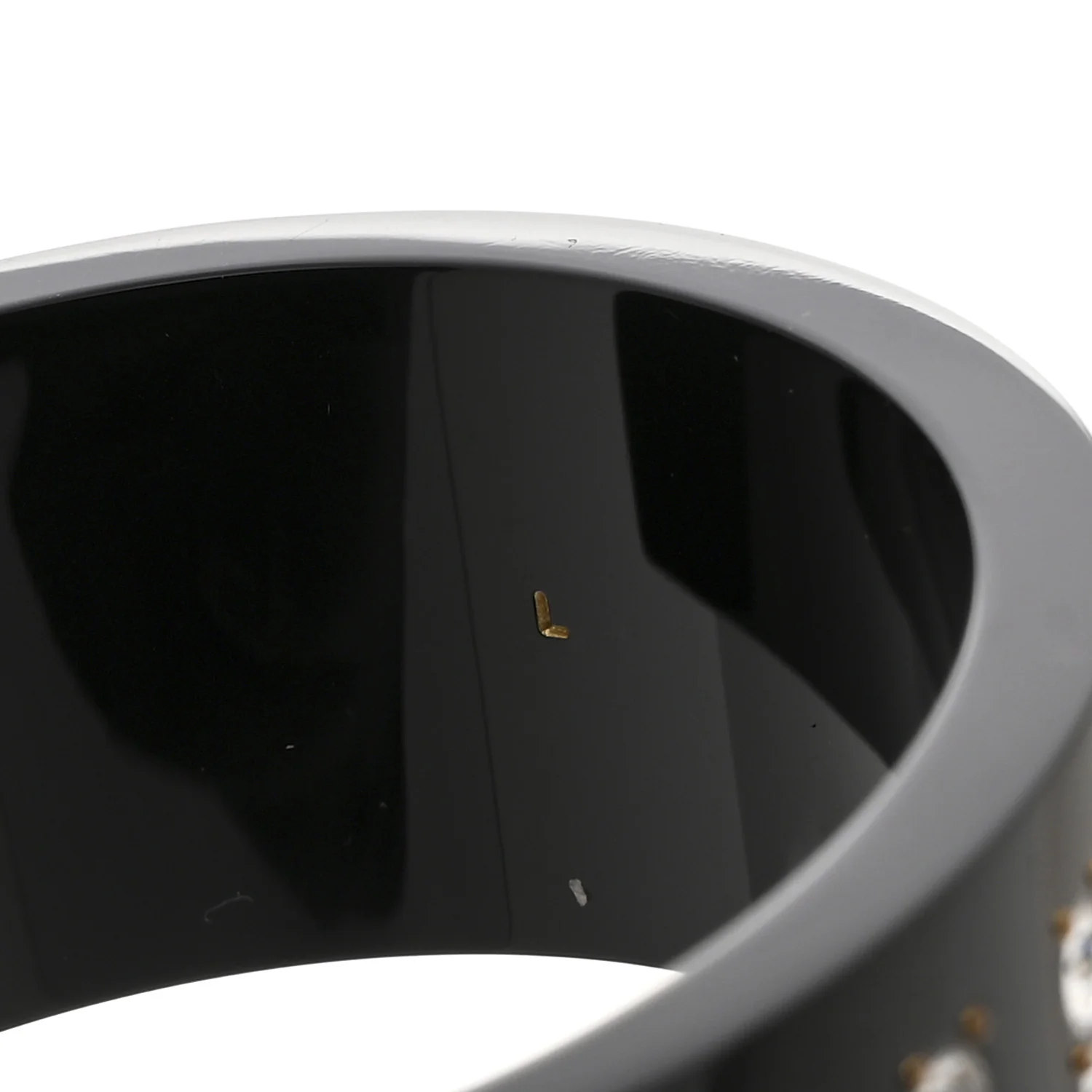 Resin Crystal Cuff Bracelet L Black - Image 5