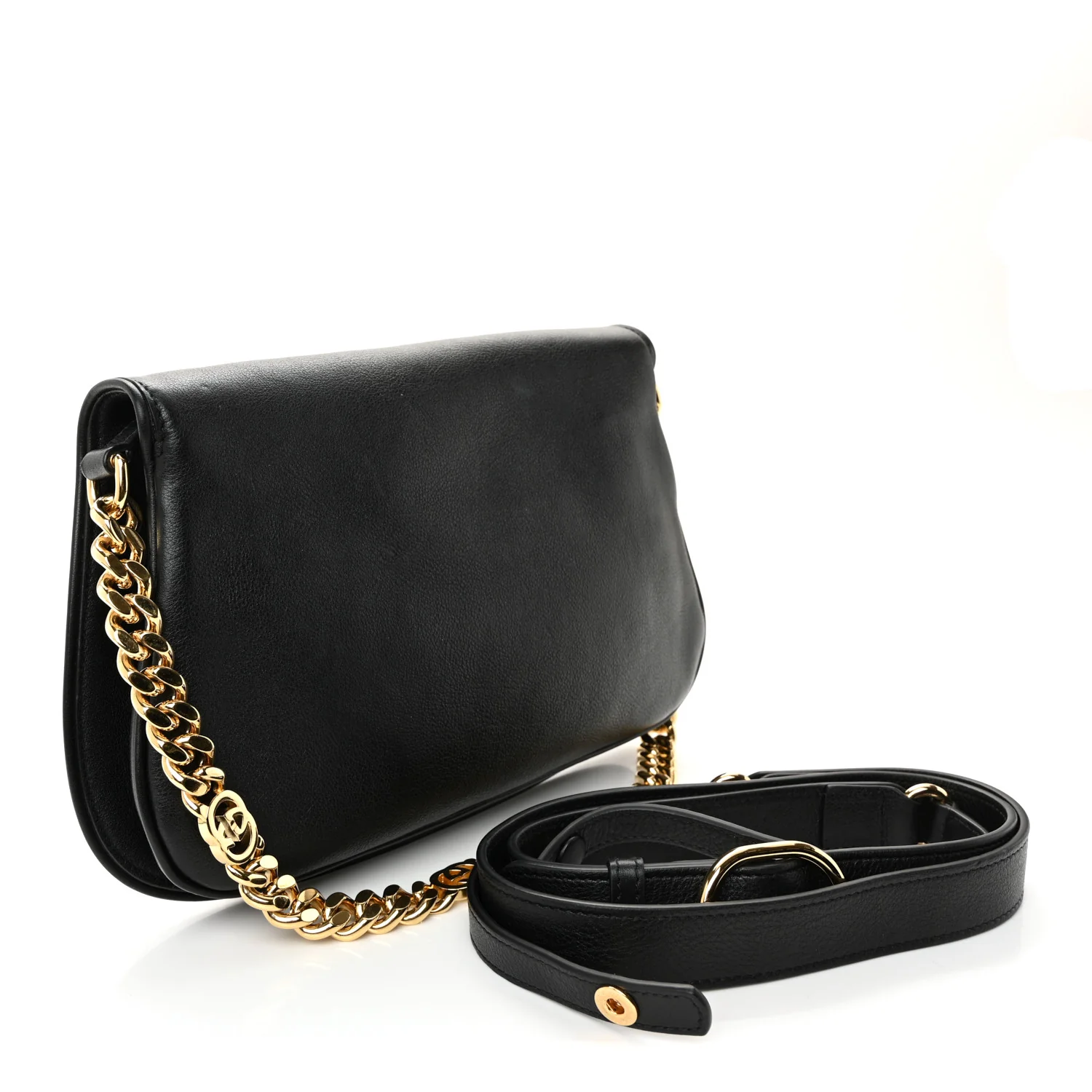 Roxy Calfskin Blondie Chain Shoulder Flap Bag Black - Image 3