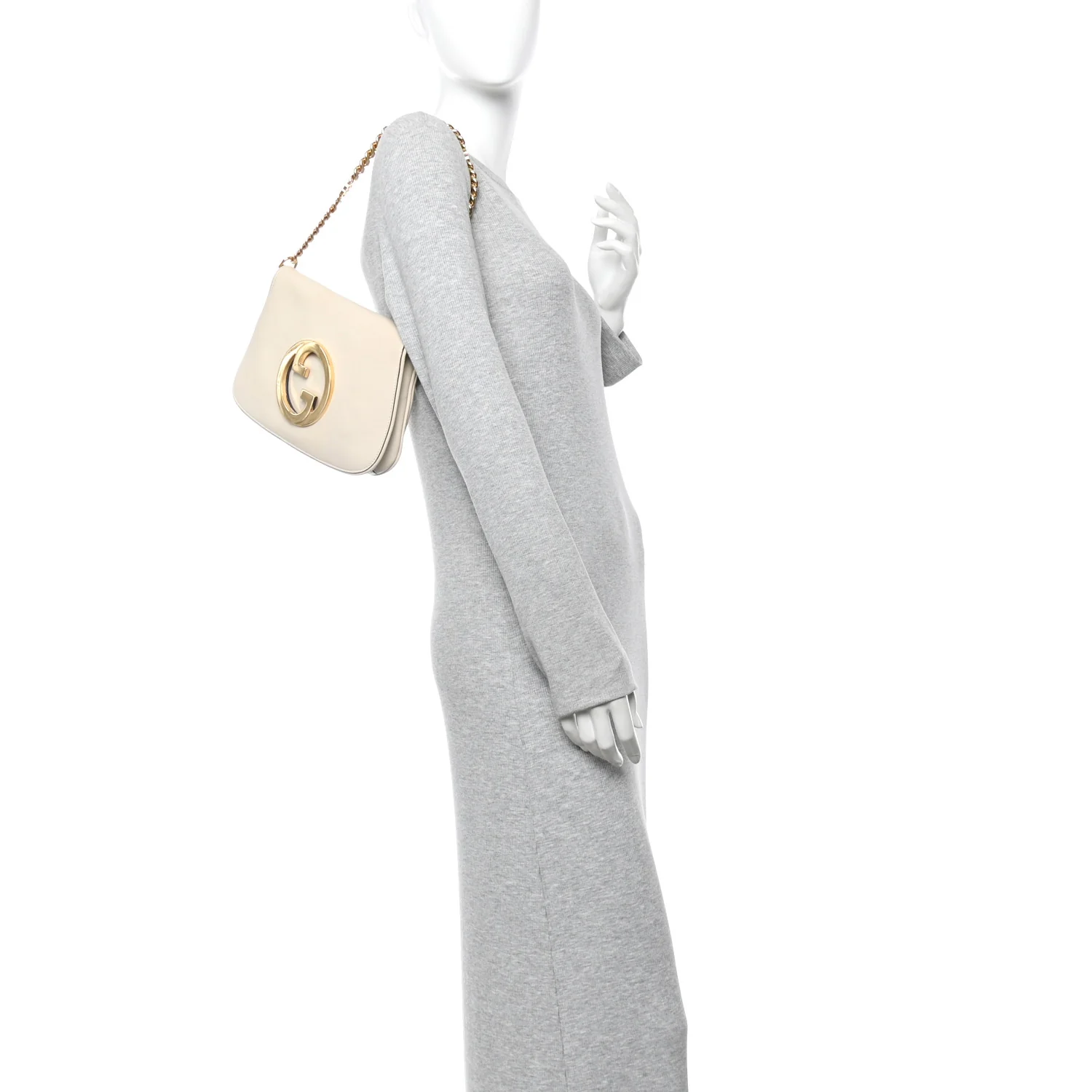 Roxy Calfskin Blondie Chain Shoulder Flap Bag Mystic White - Image 2