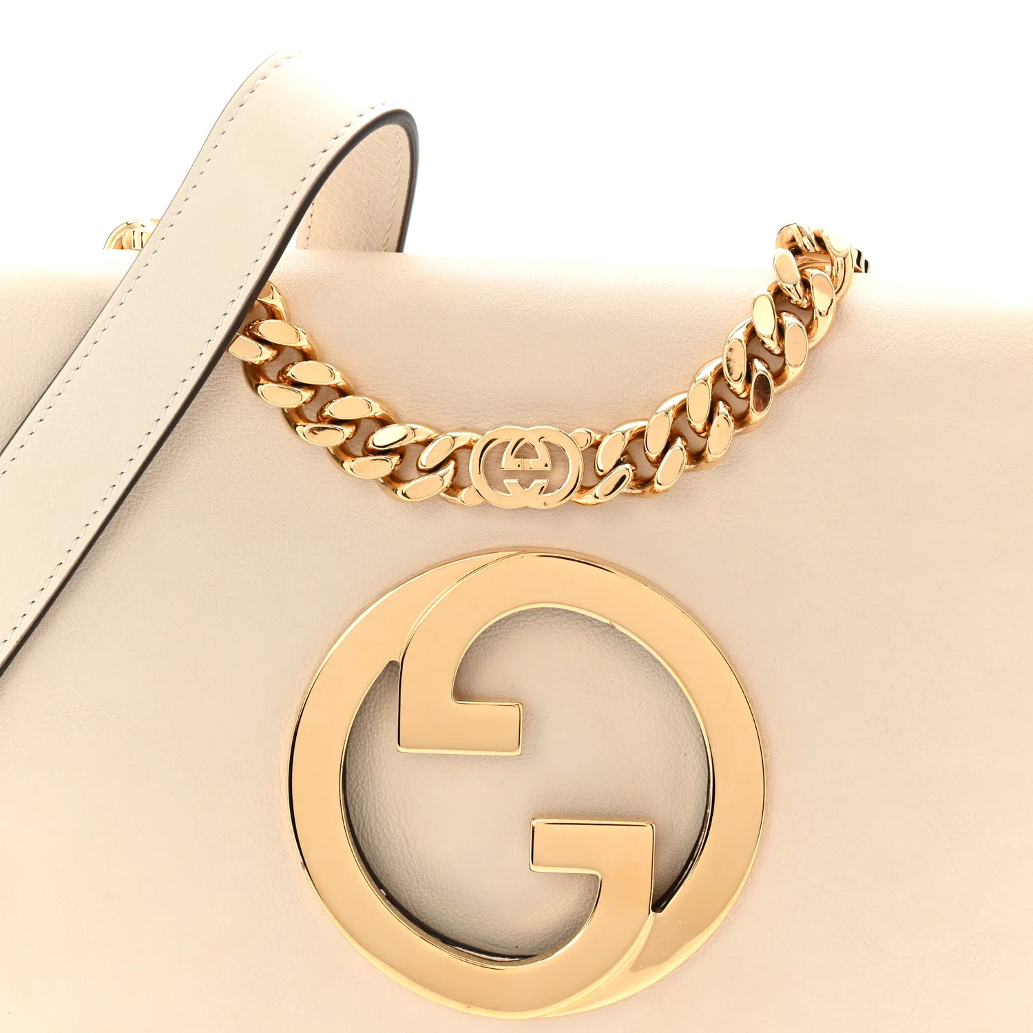 Roxy Calfskin Blondie Chain Shoulder Flap Bag Mystic White - Image 8