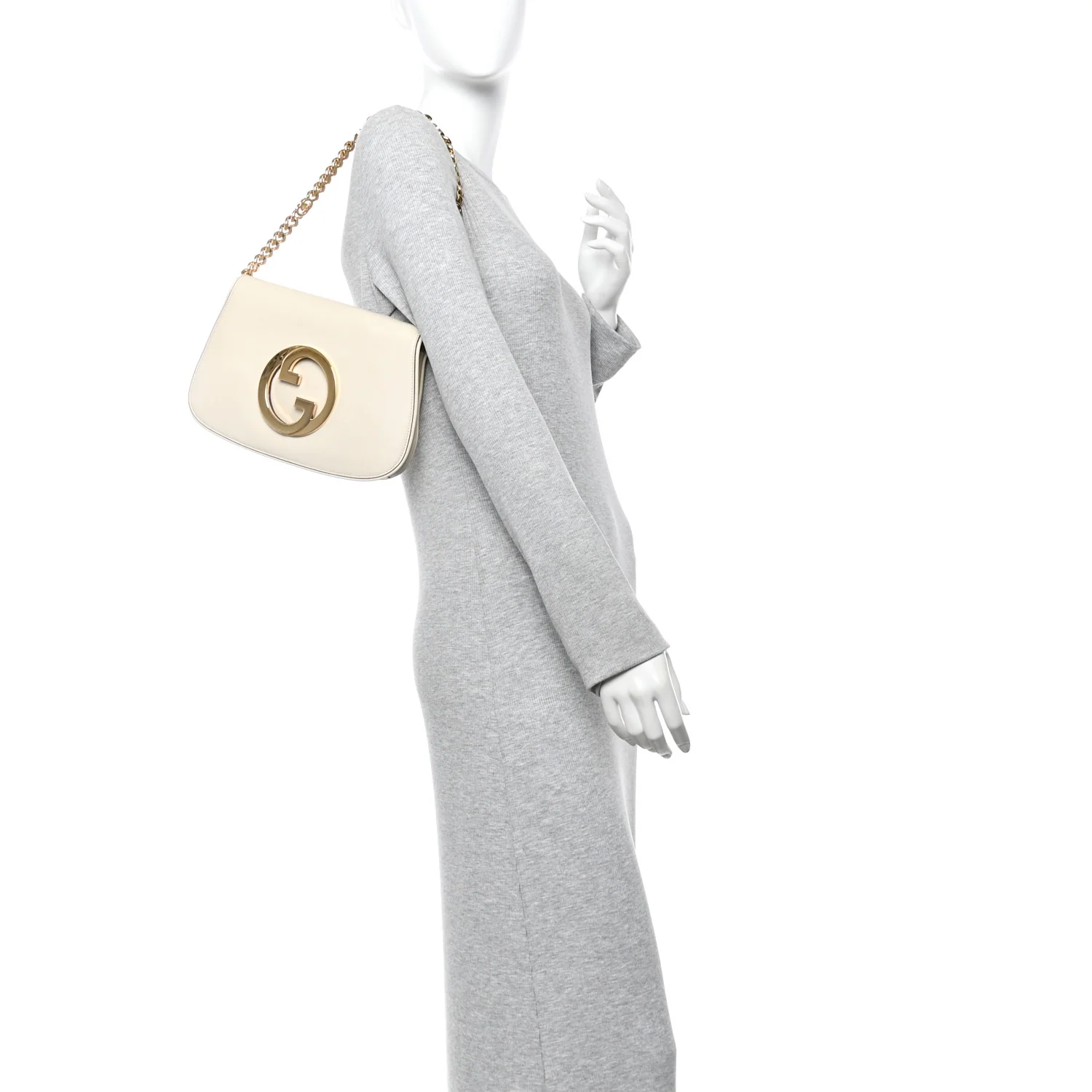 Roxy Calfskin Blondie Chain Shoulder Flap Bag Mystic White - Image 2