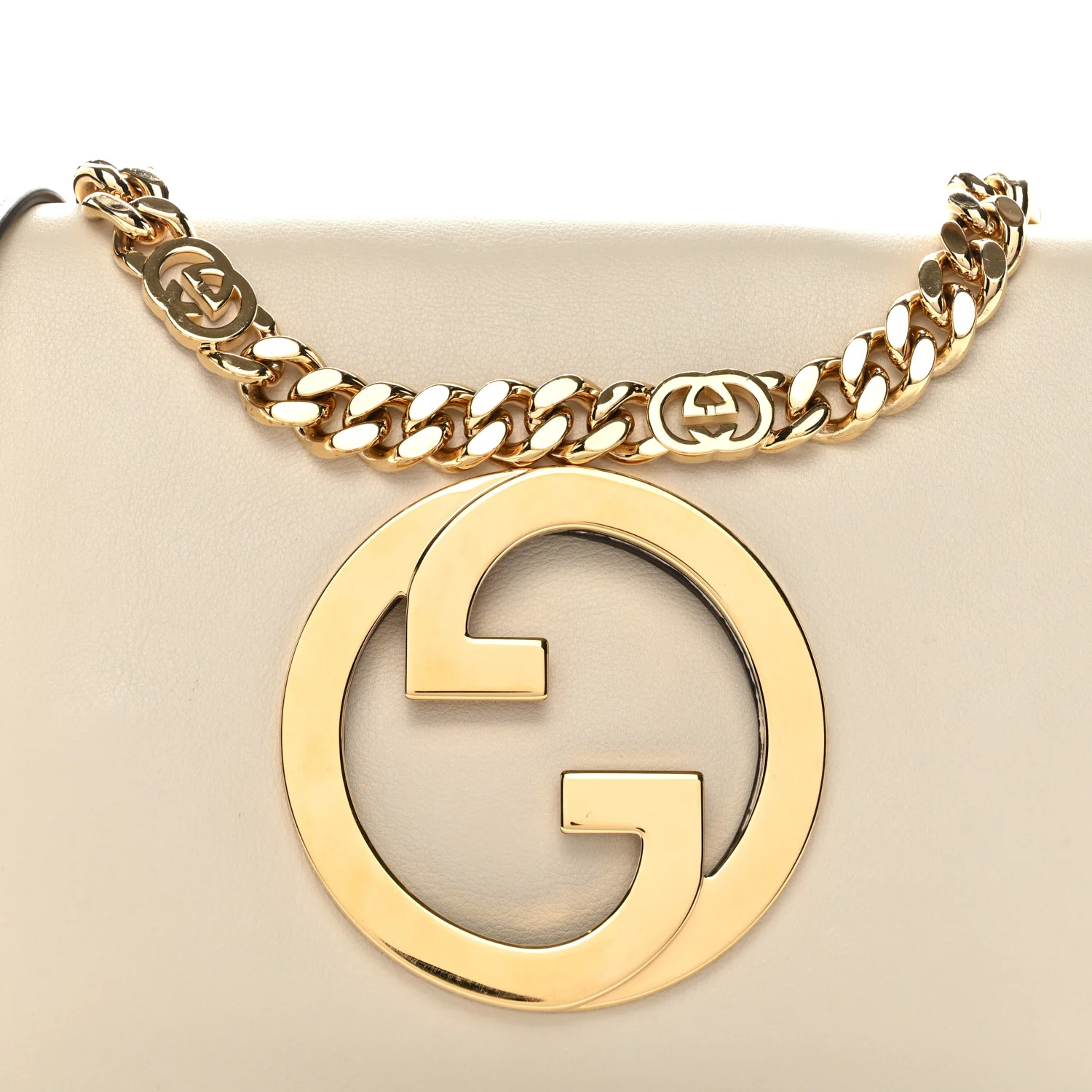 Roxy Calfskin Blondie Chain Shoulder Flap Bag Mystic White - Image 8