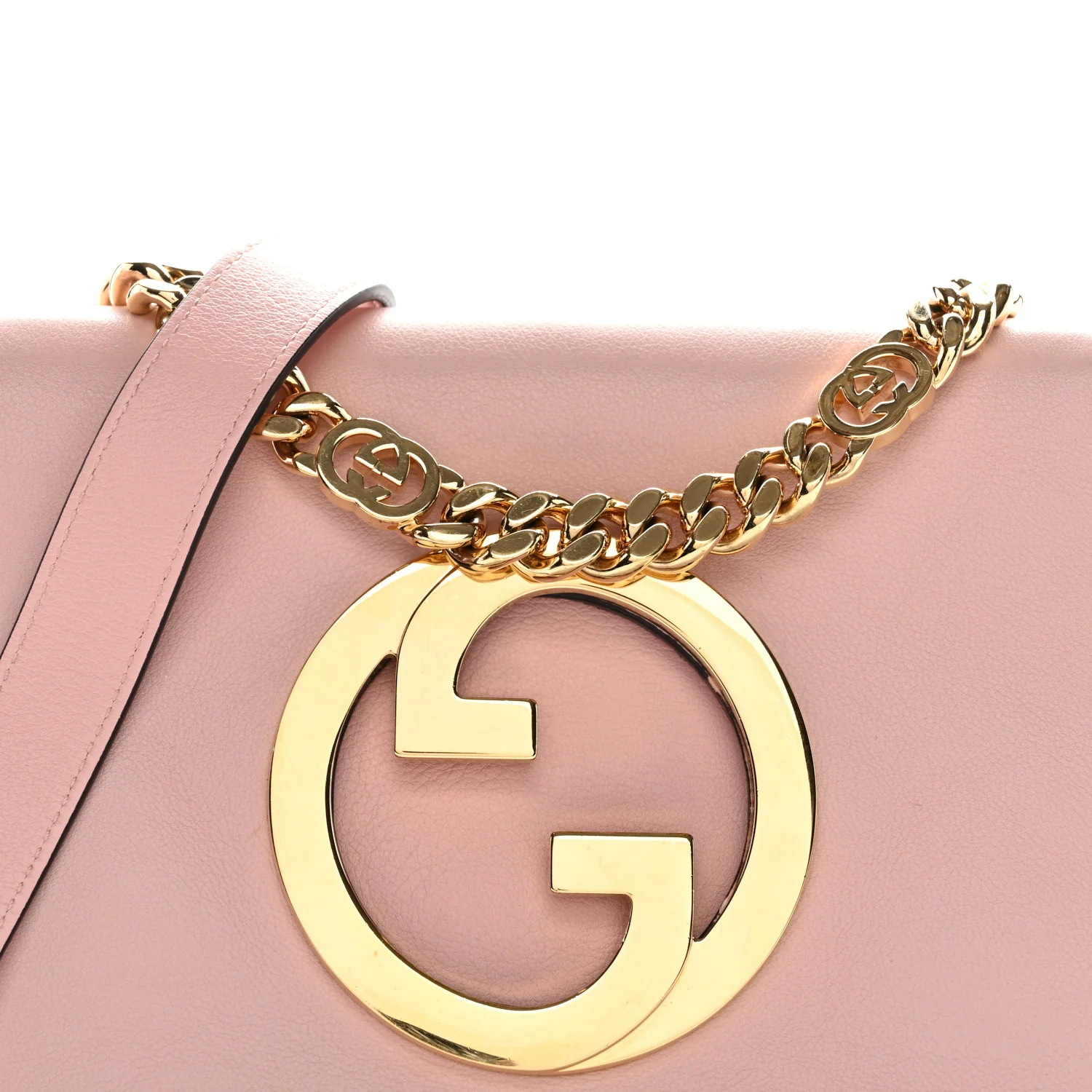 Roxy Calfskin Blondie Chain Shoulder Flap Bag Powder Pink - Image 7