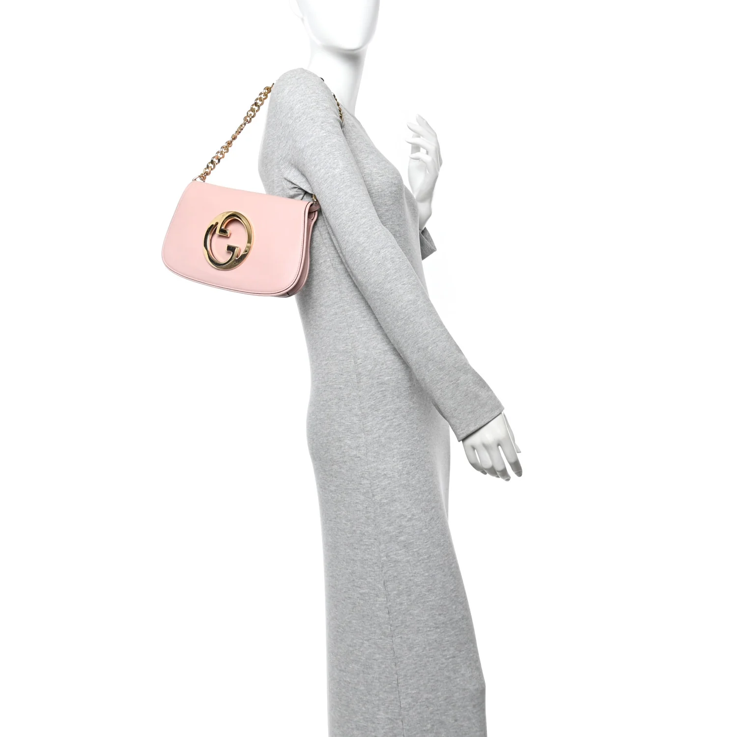 Roxy Calfskin Blondie Chain Shoulder Flap Bag Powder Pink - Image 2