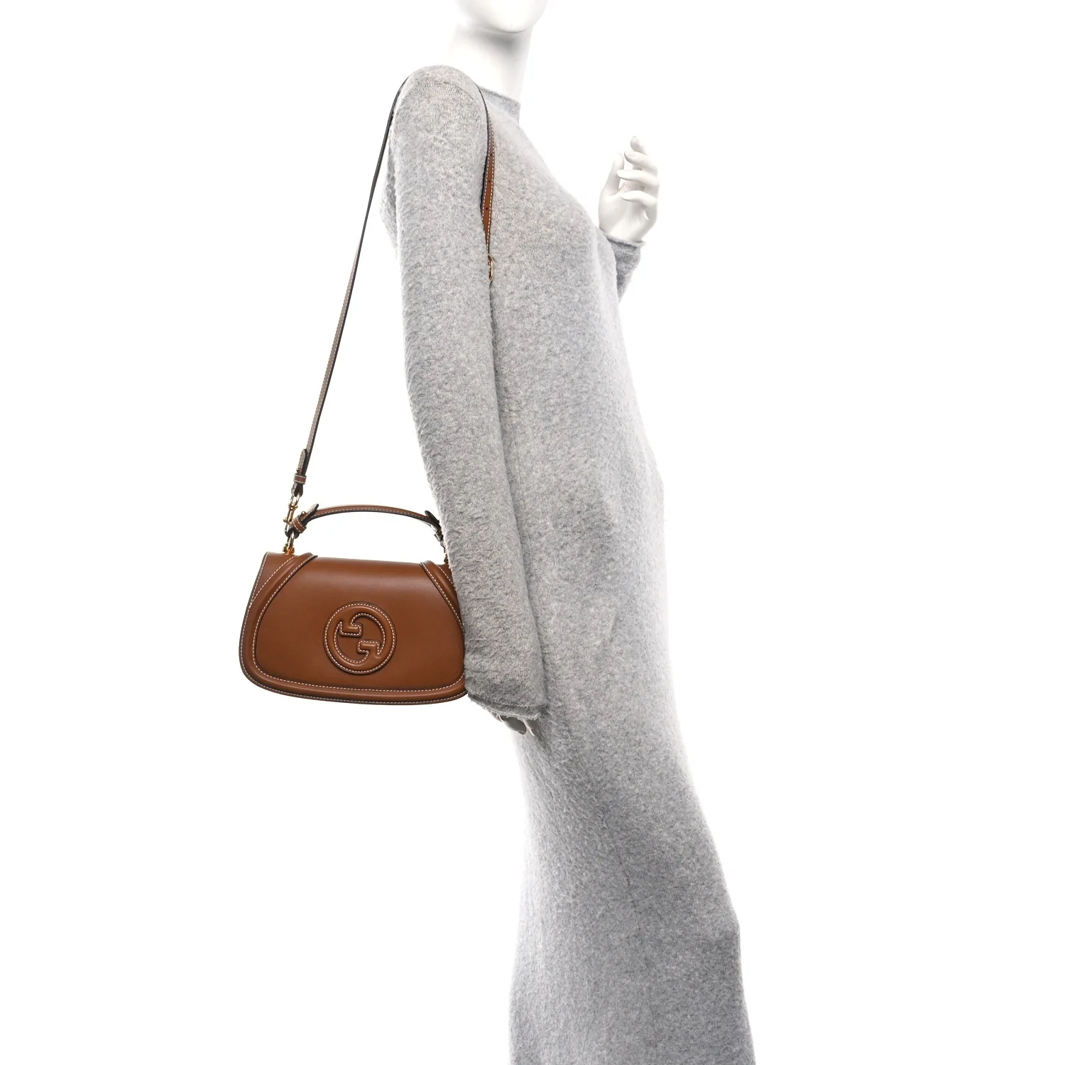 Roxy Calfskin Medium Blondie Top Handle Bag Brown - Image 2