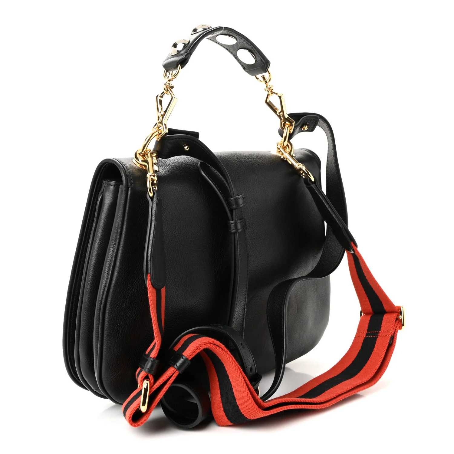 Roxy Calfskin Studded Medium Blondie Shoulder Flap Bag Black - Image 3