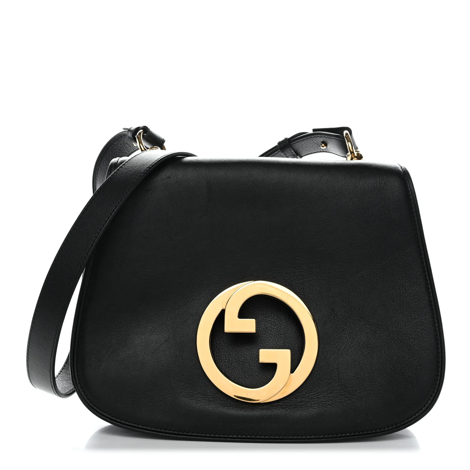 Roxy Calfskin Web Medium Blondie Top Handle Shoulder Flap Bag Black