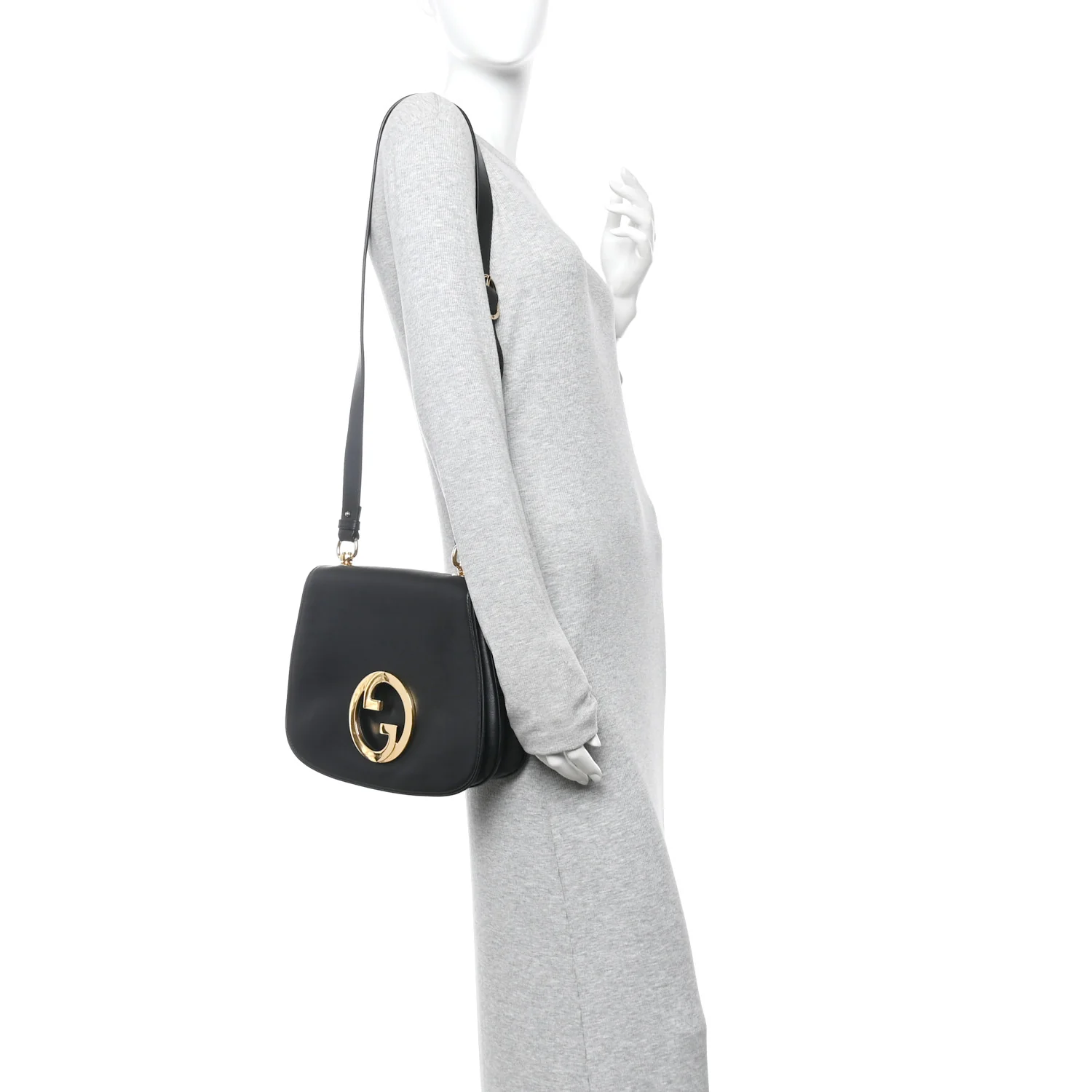 Roxy Calfskin Web Medium Blondie Top Handle Shoulder Flap Bag Black - Image 2