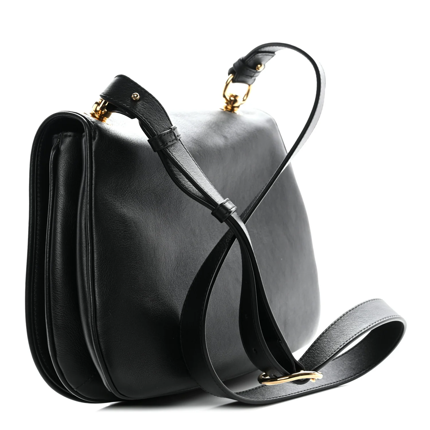 Roxy Calfskin Web Medium Blondie Top Handle Shoulder Flap Bag Black - Image 3
