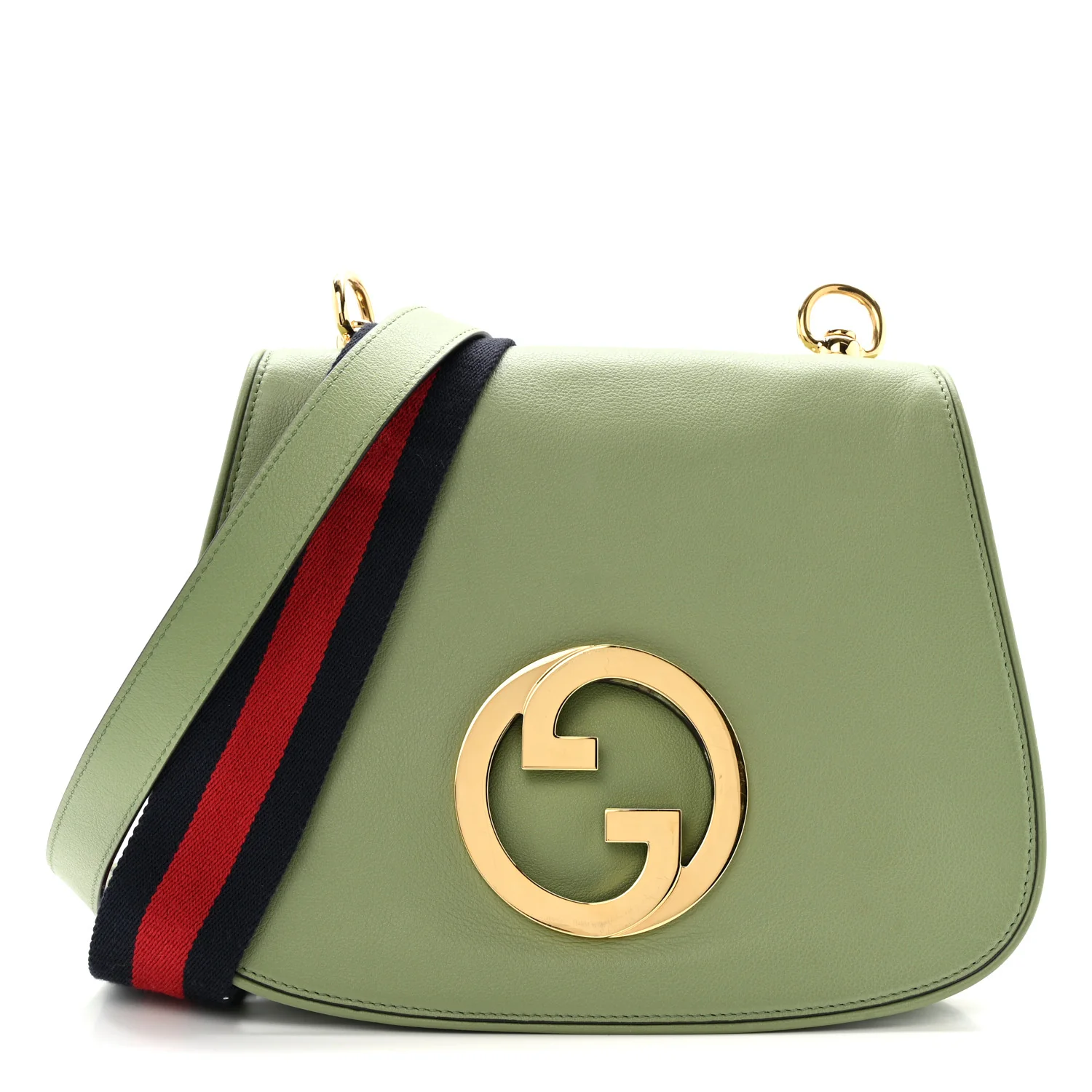 Roxy Calfskin Web Medium Blondie Top Handle Shoulder Flap Bag Salamander Green