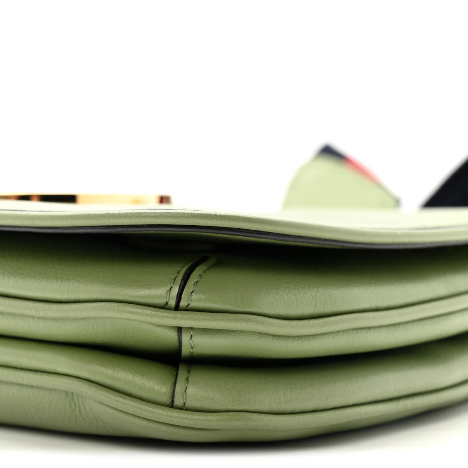Roxy Calfskin Web Medium Blondie Top Handle Shoulder Flap Bag Salamander Green - Image 10