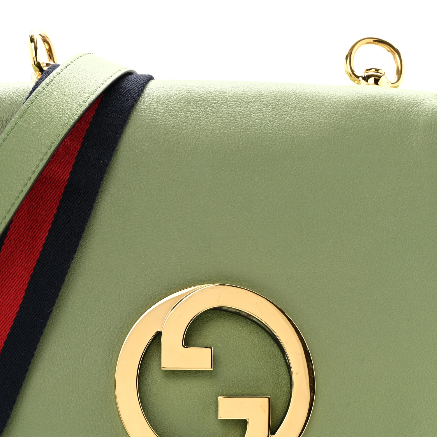 Roxy Calfskin Web Medium Blondie Top Handle Shoulder Flap Bag Salamander Green - Image 8