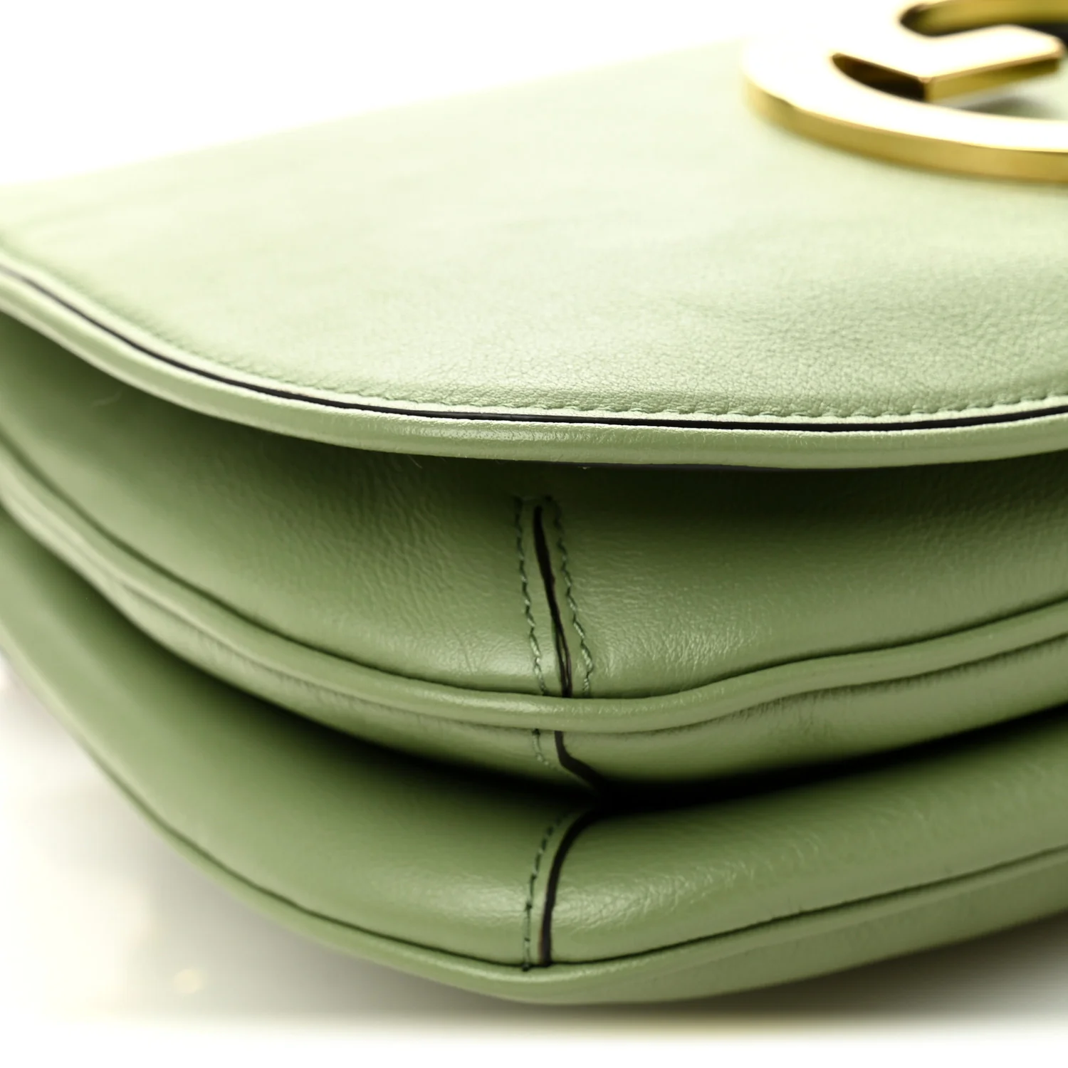 Roxy Calfskin Web Medium Blondie Top Handle Shoulder Flap Bag Salamander Green - Image 9