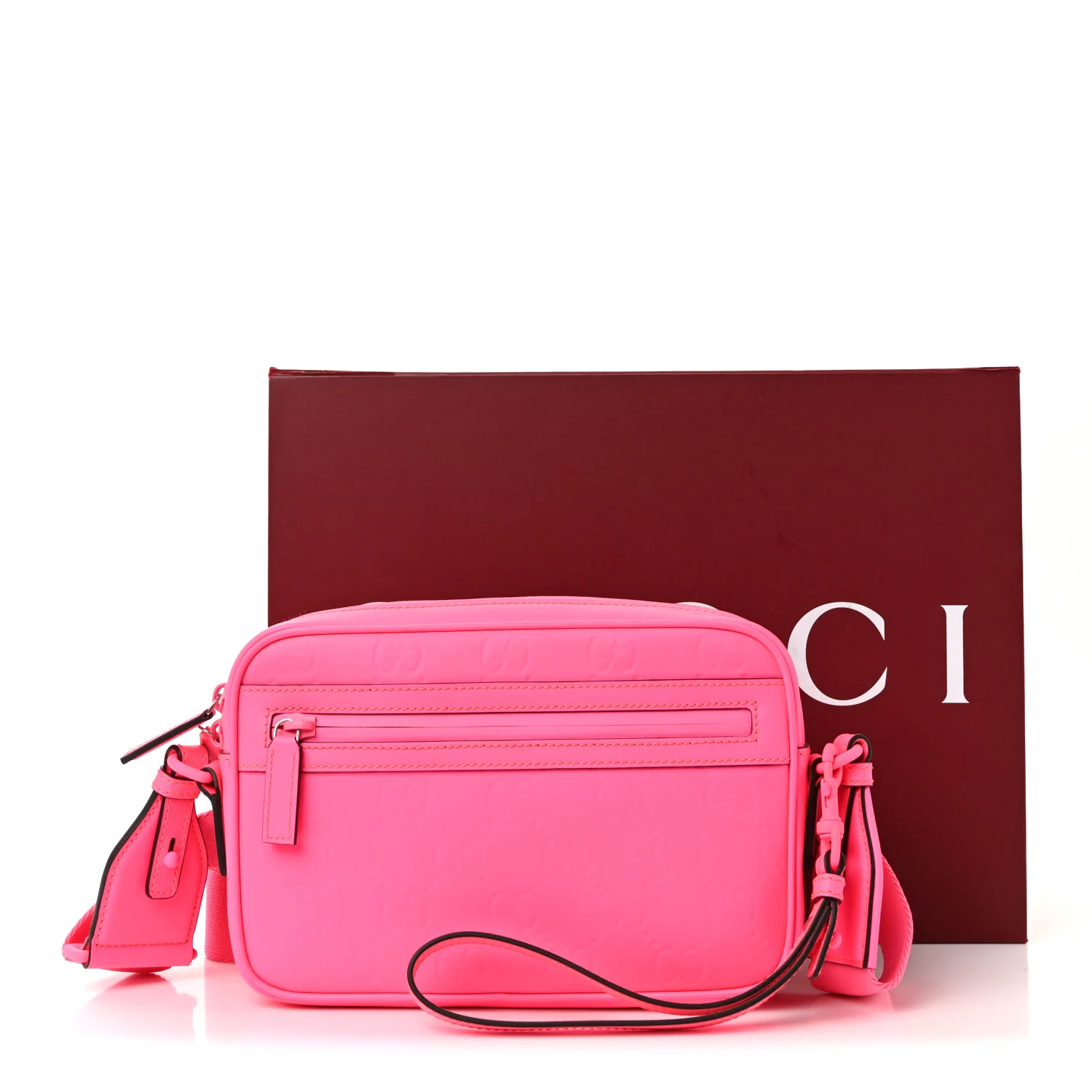 Rubber Effect Monogram GG Crossbody Bag Fluorescent Fuxia - Image 10