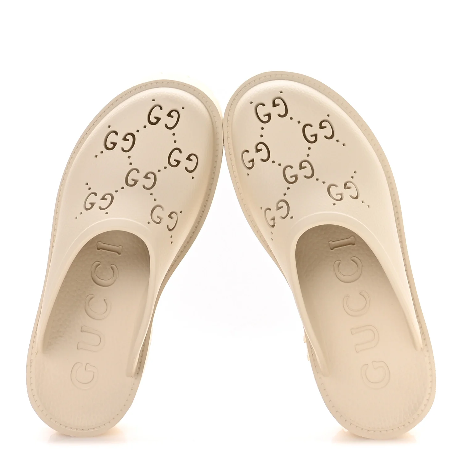 Rubber GG Monogram Perforated Elea Platform 55mm Lug Sole Sandals 38 Mystic White - Image 2