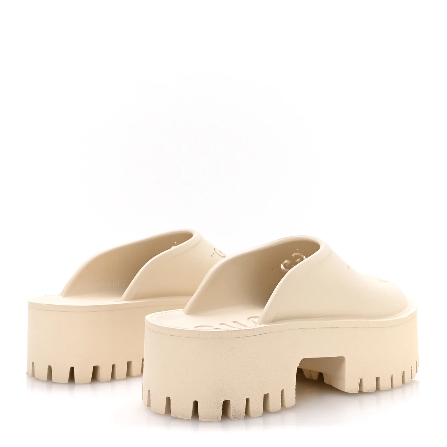Rubber GG Monogram Perforated Elea Platform 55mm Lug Sole Sandals 38 Mystic White - Image 5