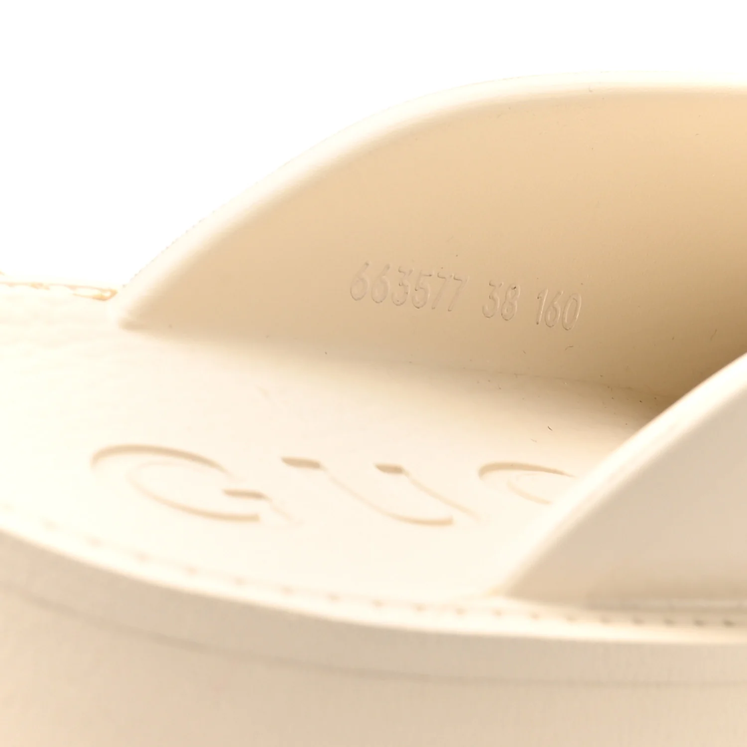 Rubber GG Monogram Perforated Elea Platform 55mm Lug Sole Sandals 38 Mystic White - Image 8