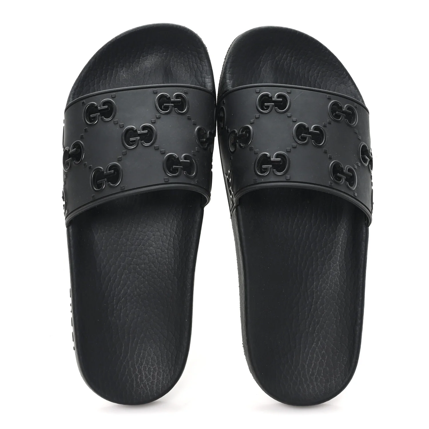 Rubber GG Monogram Perforated Womens Slide Sandals 37 Black - Image 2