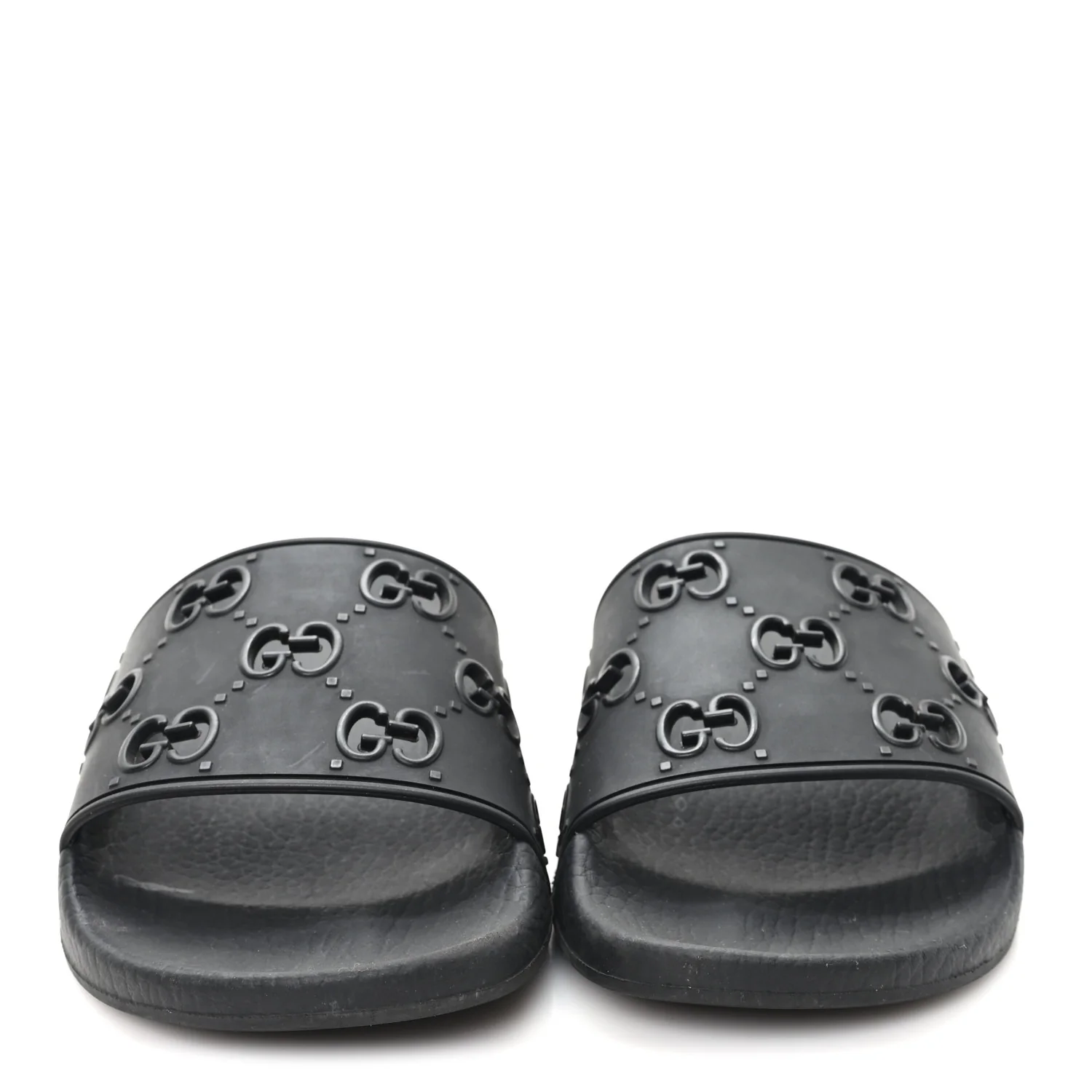 Rubber GG Monogram Perforated Womens Slide Sandals 37 Black - Image 3
