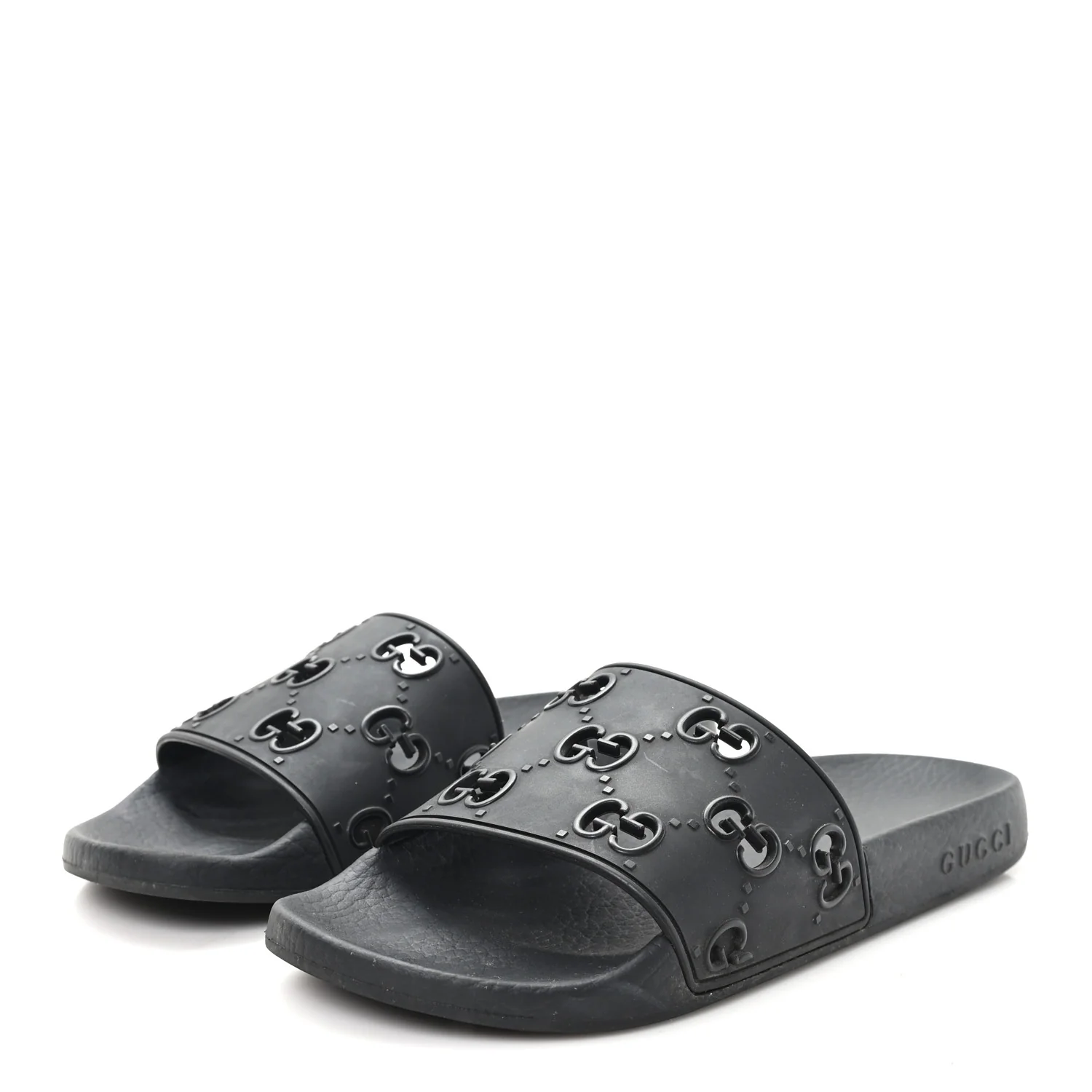 Rubber GG Monogram Perforated Womens Slide Sandals 37 Black - Image 4