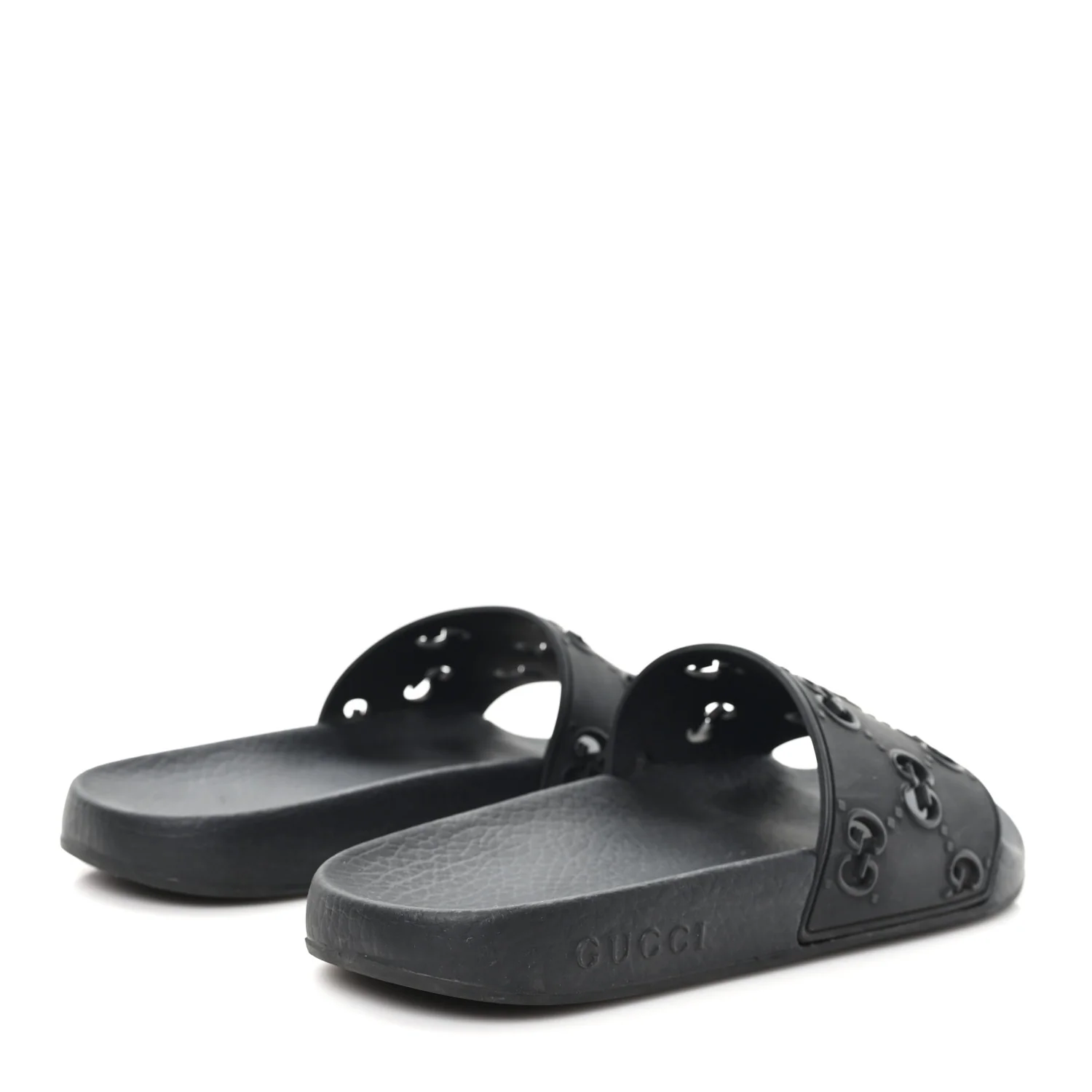 Rubber GG Monogram Perforated Womens Slide Sandals 37 Black - Image 5